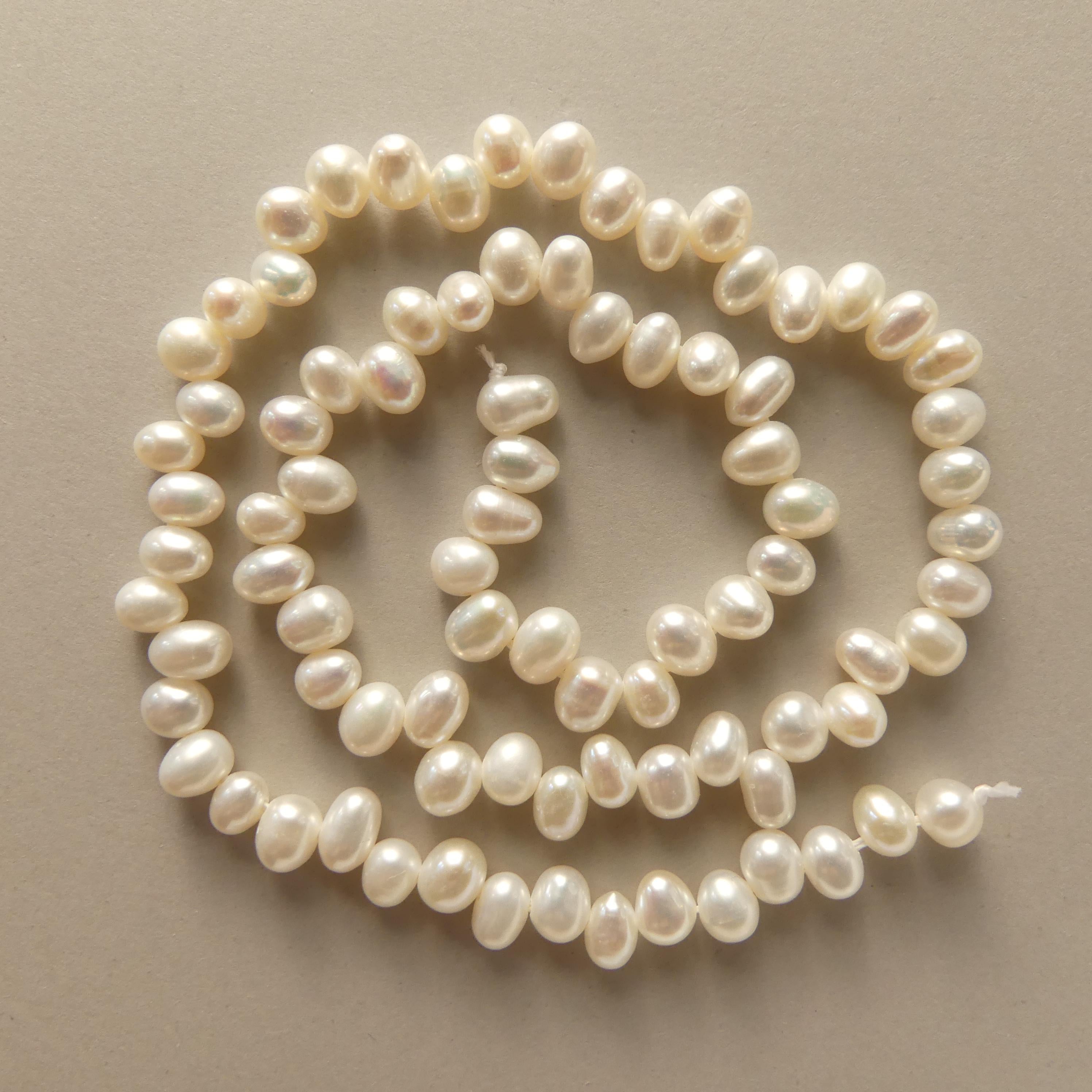 4mm 6mm AAA Freshwater Pearl Beads Potato White Baroque Cluster Pearls 14" Off Center Drilled Pearls Beading Crafter Gift June Birthstone