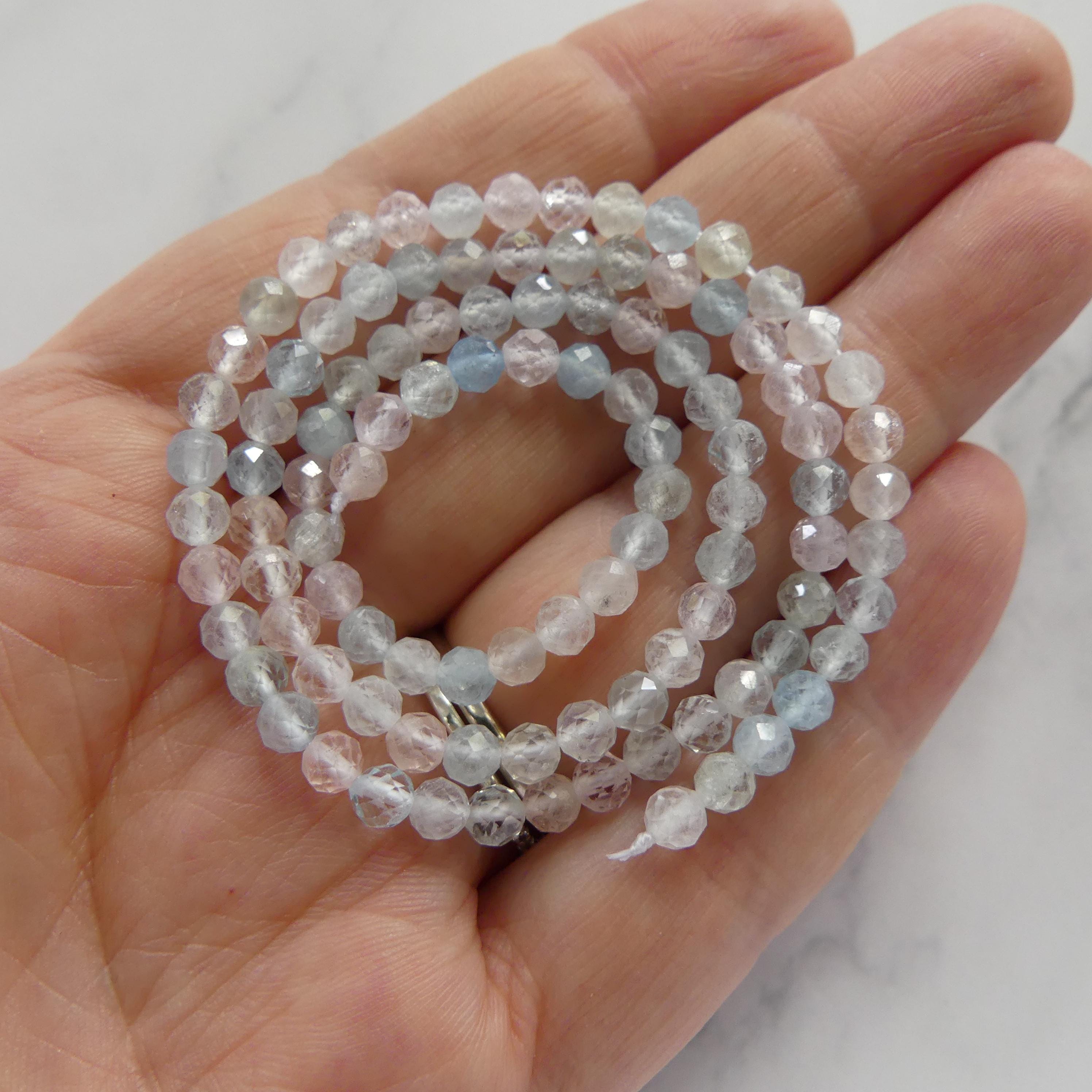 4mm AAA Multi Aquamarine Beads Faceted 15" Natural Genuine Pastel Gemstone Beads Jewelry Making Beading Craft Gift Beads March Birthstone
