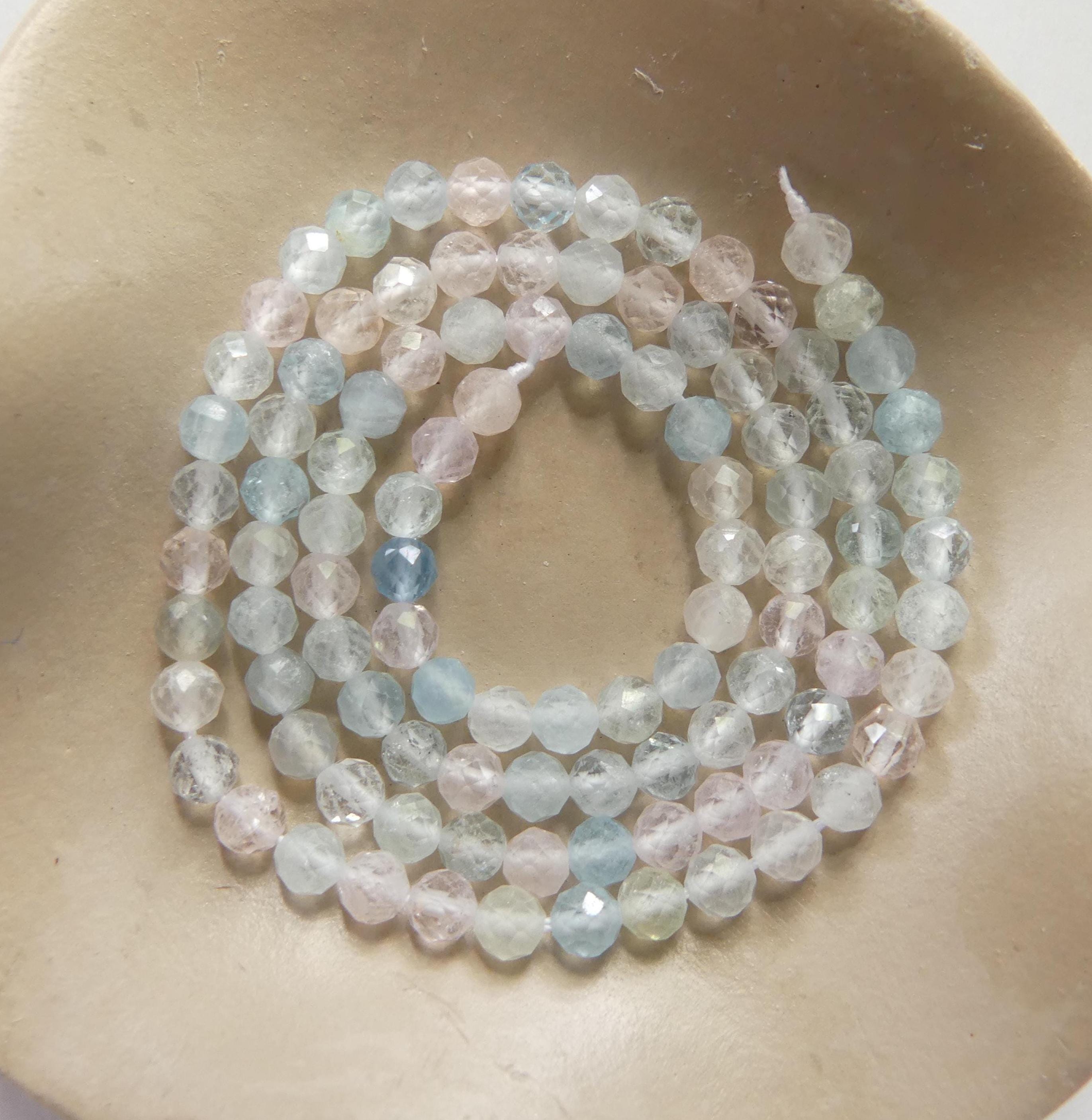 4mm AAA Multi Aquamarine Beads Faceted 15" Natural Genuine Pastel Gemstone Beads Jewelry Making Beading Craft Gift Beads March Birthstone
