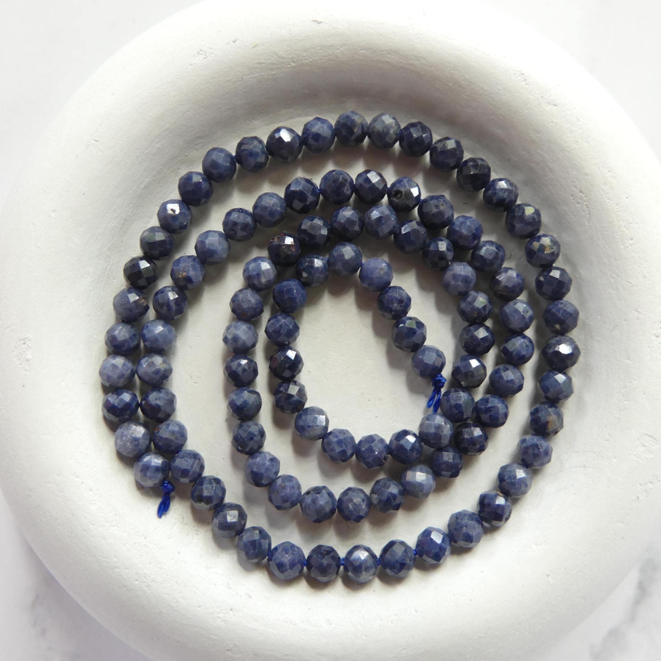 4mm Natural Sapphire Beads Dark Blue Sapphire Faceted 15" Genuine Gemstone Beads Jewelry Making Beading Craft Gift September Birthstone