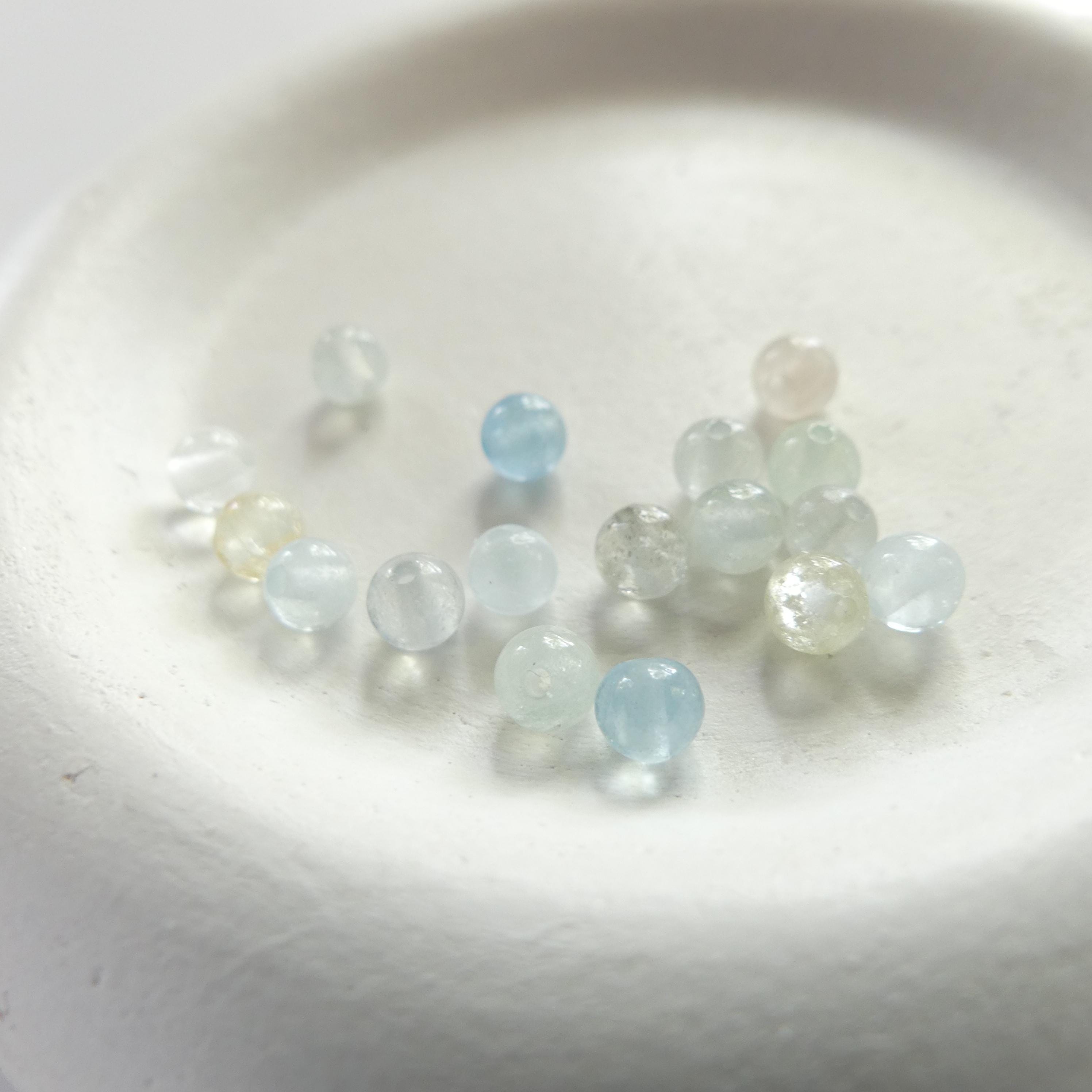 4mm Natural Multi Aquamarine Beads 15" Raw Aquamarine Smooth Genuine Gemstone Beads Jewelry Making Beading Craft Gift Beads March Birthstone