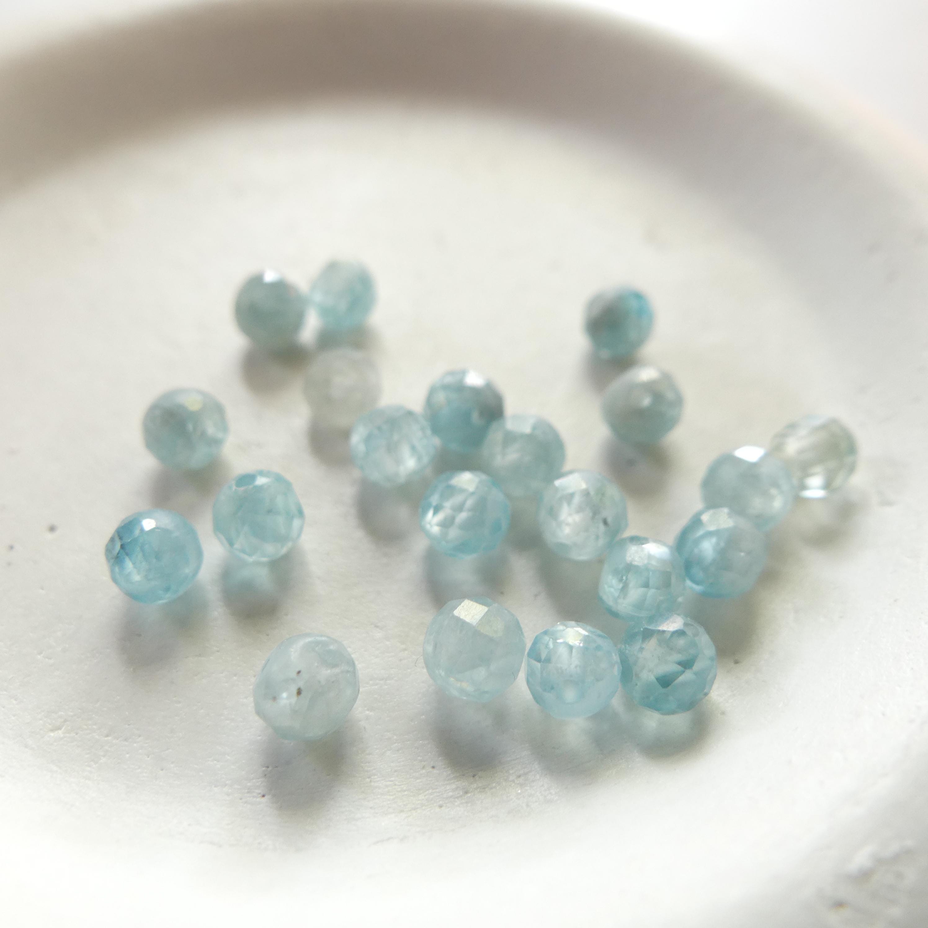 4mm Natural Blue Zircon Faceted Beads Genuine Zircon 15" Transparent Sparkly Gemstone Beads for Jewelry Making