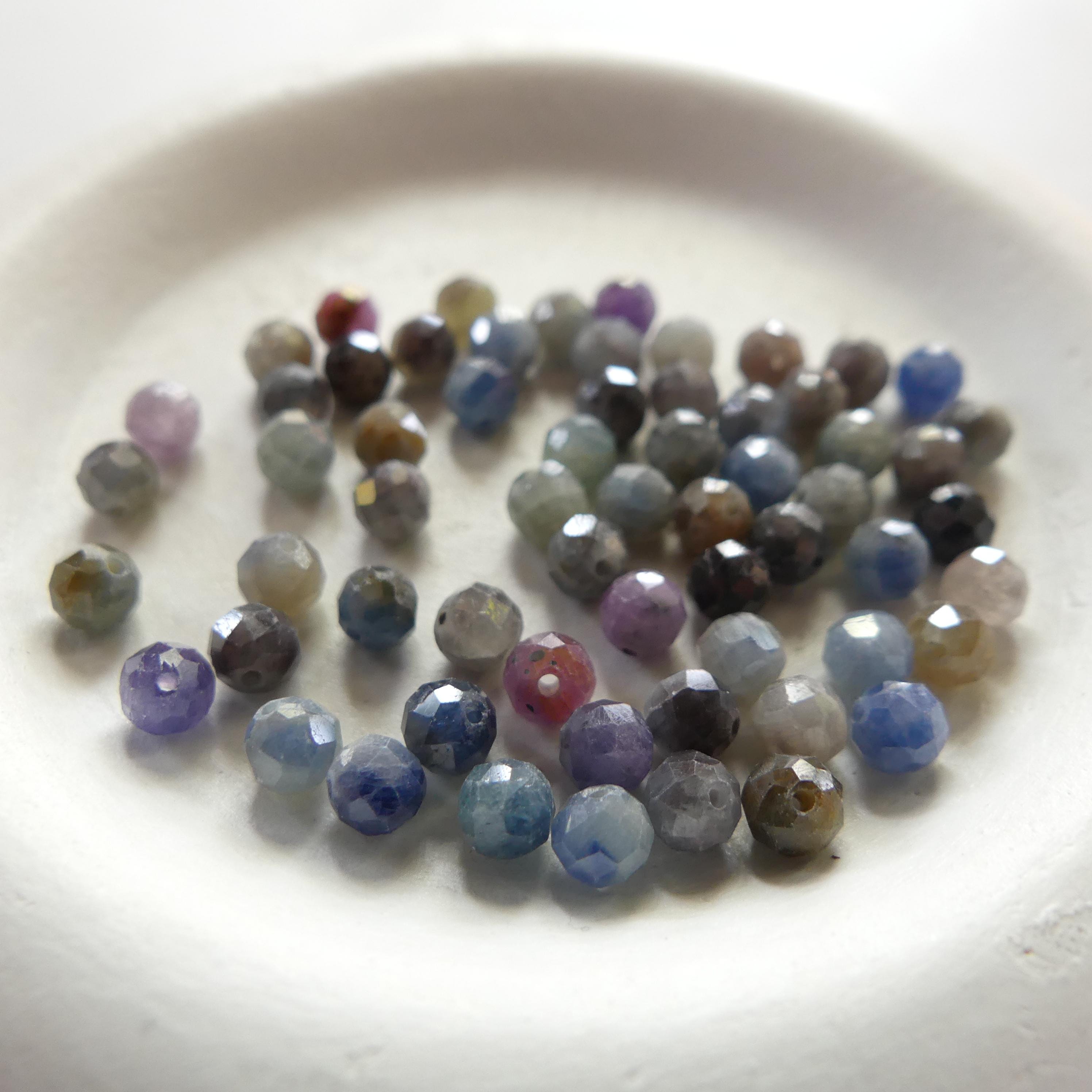 4mm Multi Sapphire Beads Faceted 15" Raw Colorful Sapphire Genuine Gemstone Beads Jewelry Making Beading Craft Gift September Birthstone