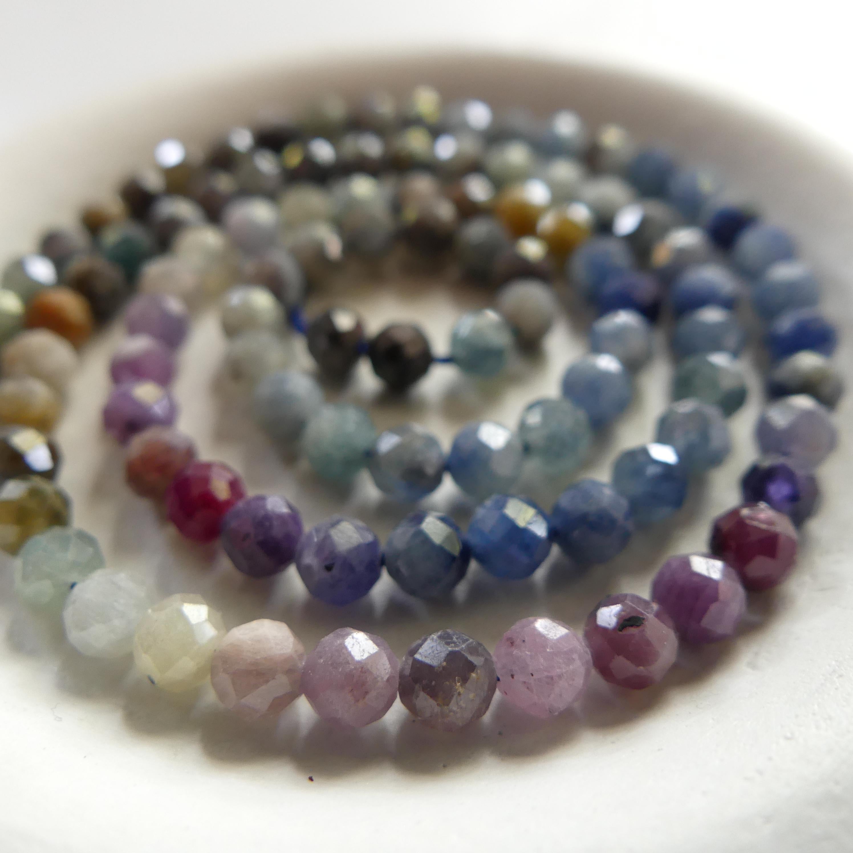 4mm Multi Sapphire Beads Faceted 15" Raw Colorful Sapphire Genuine Gemstone Beads Jewelry Making Beading Craft Gift September Birthstone