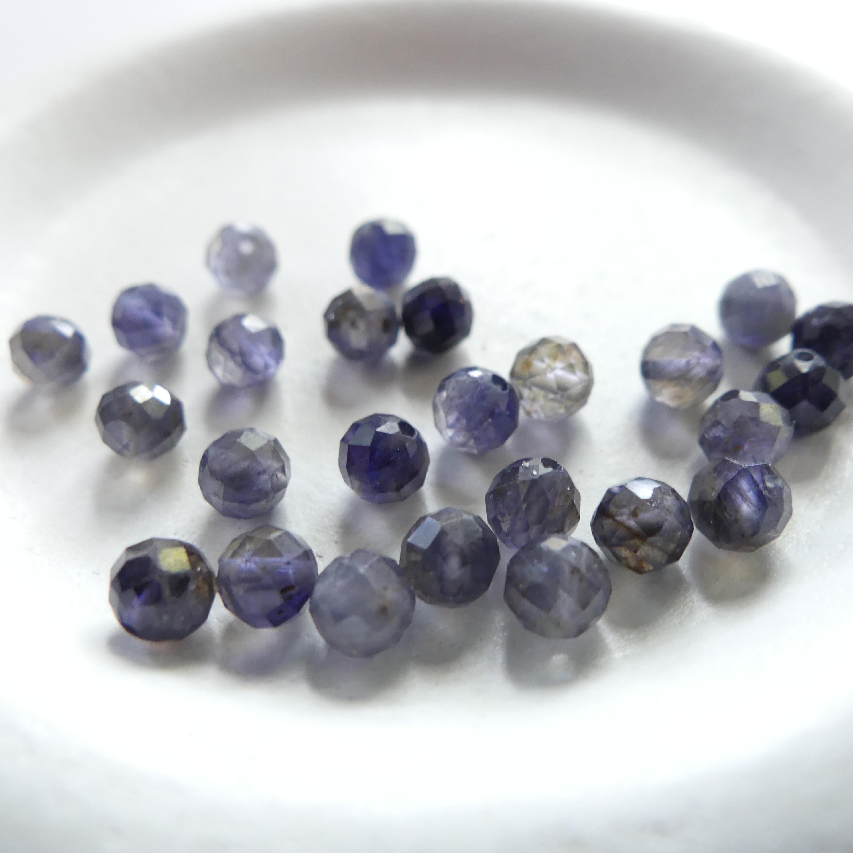 4mm 4.5mm Iolite Micro Faceted Beads Genuine Purple Blue Beads 15" Sparkly Gemstone Beads Beading Crafter Gift DIY Necklace Jewelry Making