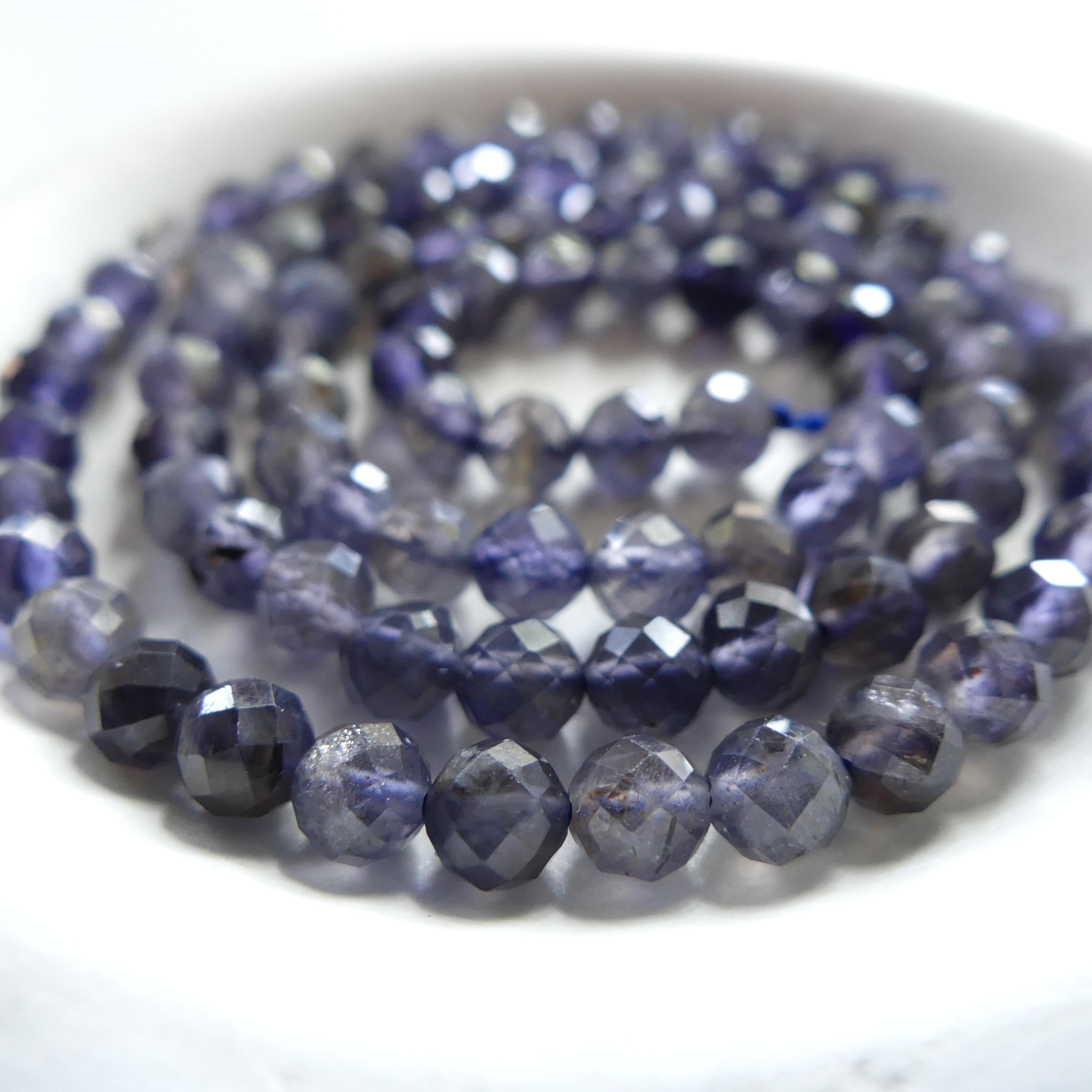 4mm 4.5mm Iolite Micro Faceted Beads Genuine Purple Blue Beads 15" Sparkly Gemstone Beads Beading Crafter Gift DIY Necklace Jewelry Making