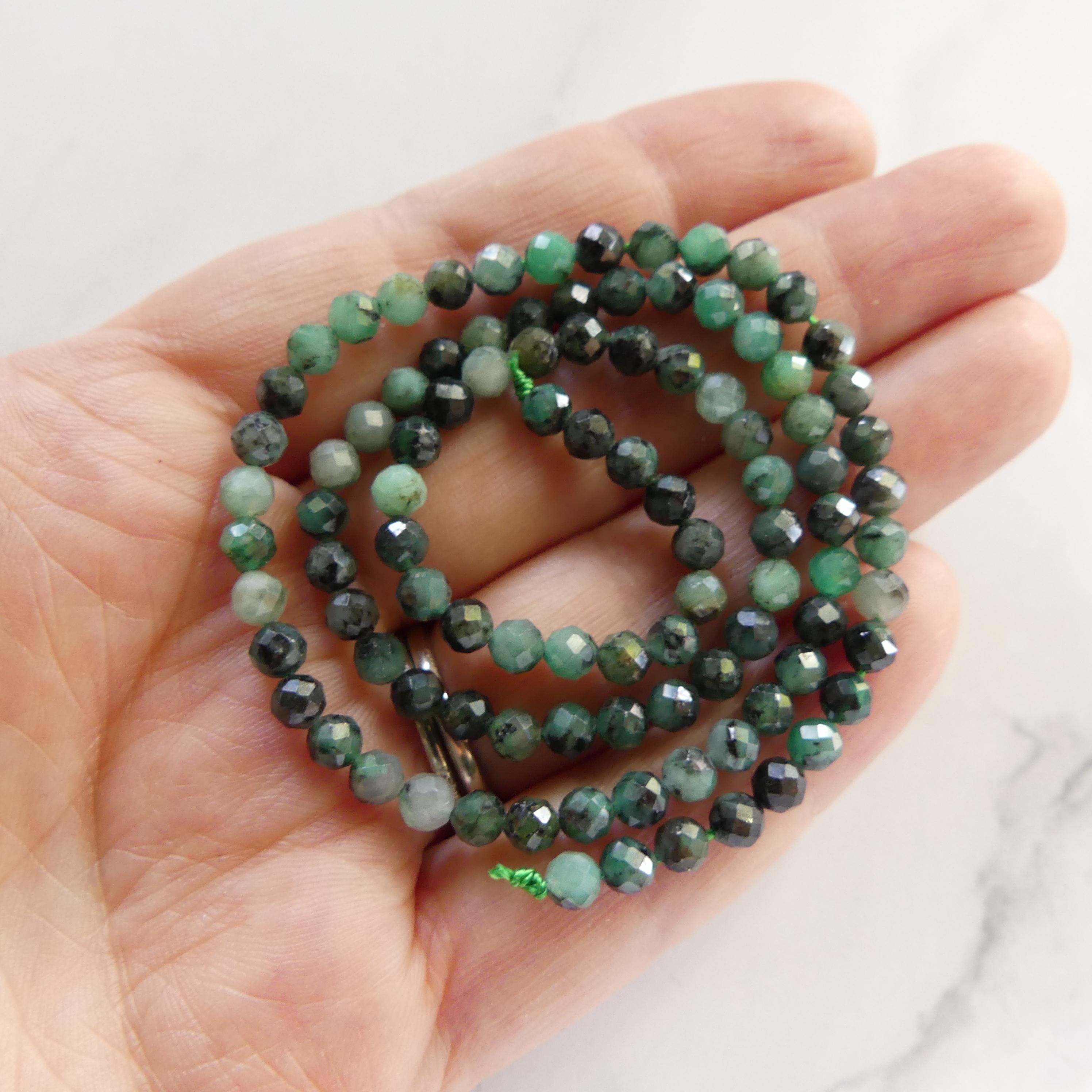 4mm Natural Emerald Beads Faceted 15" Raw Emerald Genuine Gemstone Beads Genuine Emerald Jewelry Making Beading Craft Gift May Birthstone