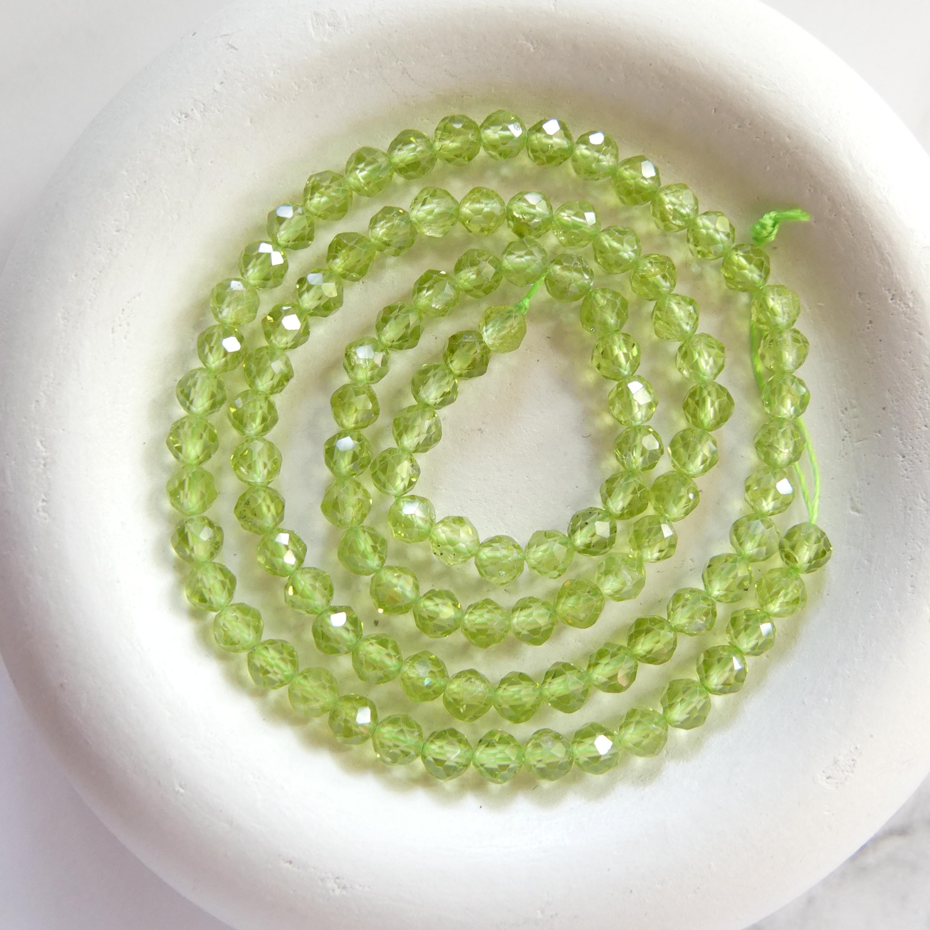 4mm AAA Peridot Beads Faceted Round 15" Transparent Green Gemstone Beads for Jewelry Making Beading Craft Gift August Birthstone Beads