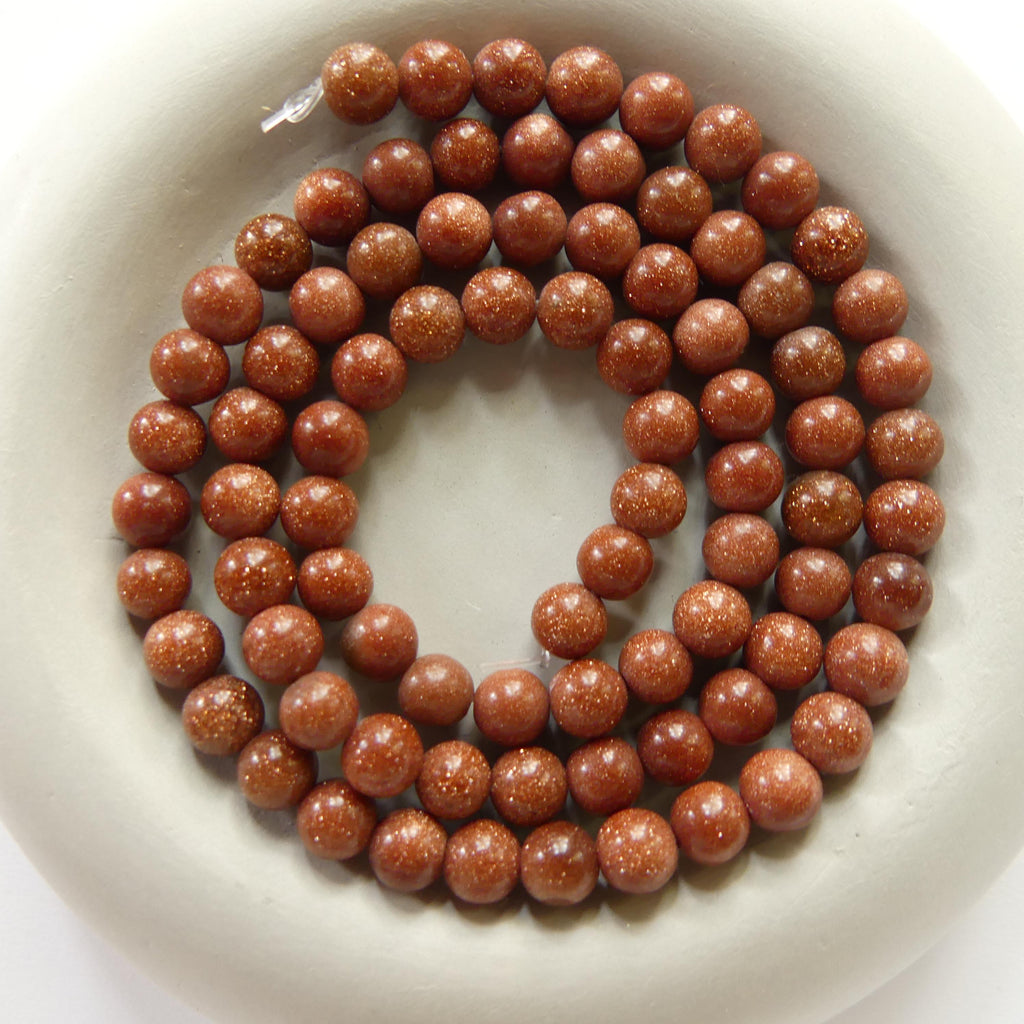 4mm Goldstone Beads Smooth 15" Orange Red Genuine Sparkly Sandstone Gemstone Beads Jewelry Making Beading Craft Gift Self Love Abundance