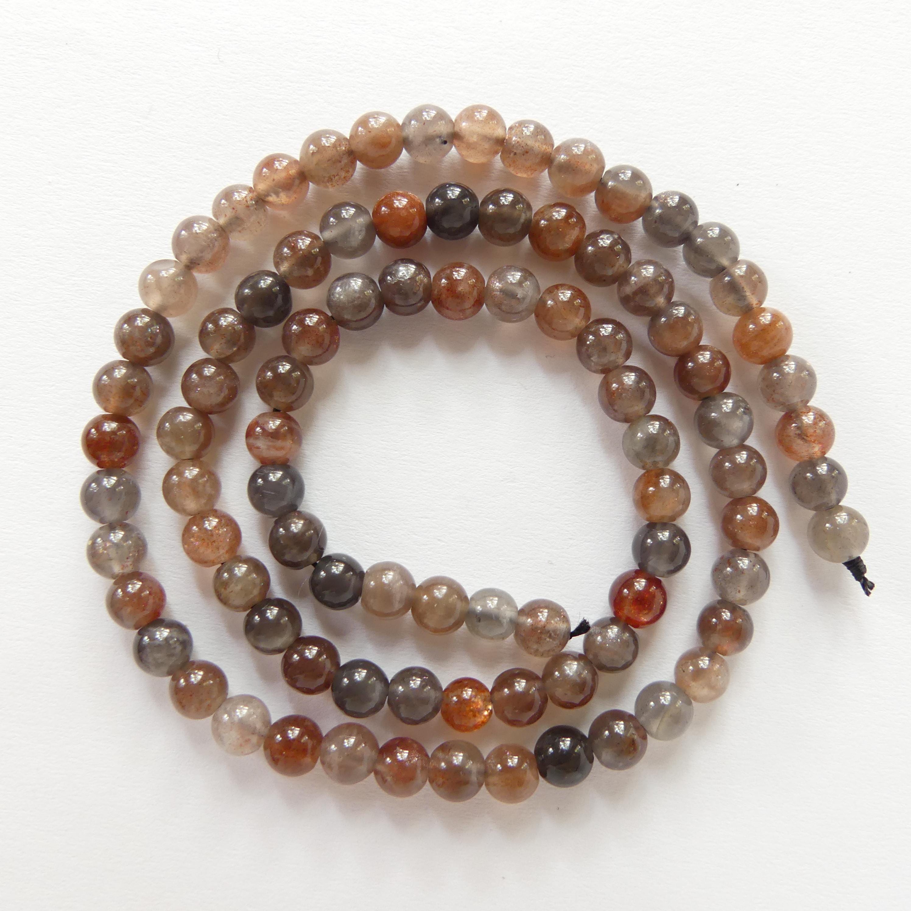 4mm Brown Sunstone Beads Smooth Black Sunstone Rare Beads 15" Genuine Gemstone Sparkly Beads for Jewelry Making Beading Craft Gift Beads