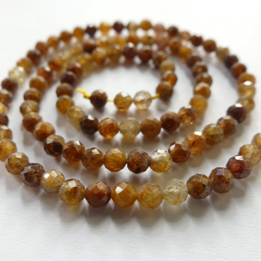 4mm Yellow Sapphire Faceted Beads Genuine Small Beads 15" September Birthstone Beads Gemstone Beads for Jewelry Making