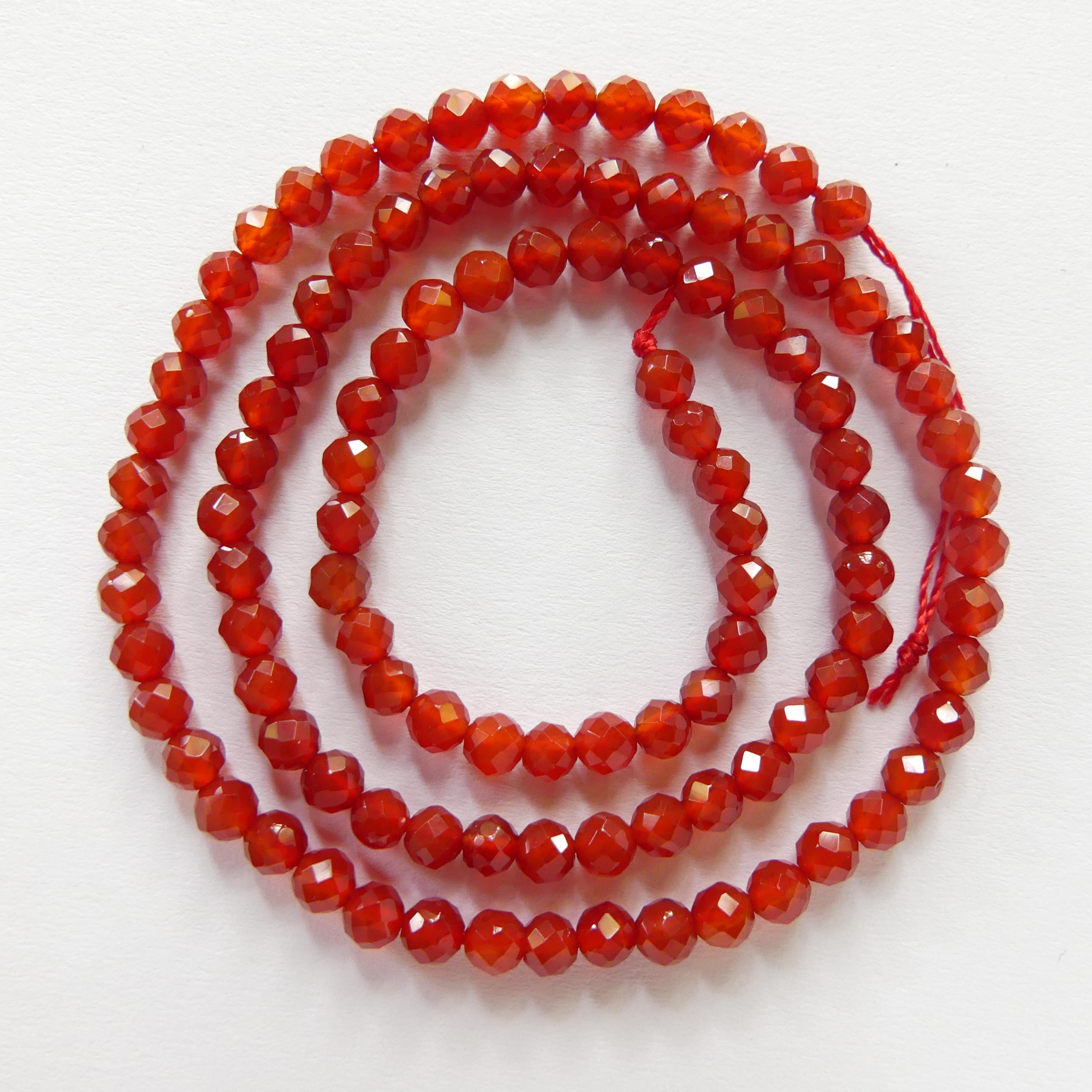 4mm Red Agate Faceted Beads 15" Genuine Red Agate Gemstone Beads Jewelry Making Beading Craft Gift Self-Love Abundance