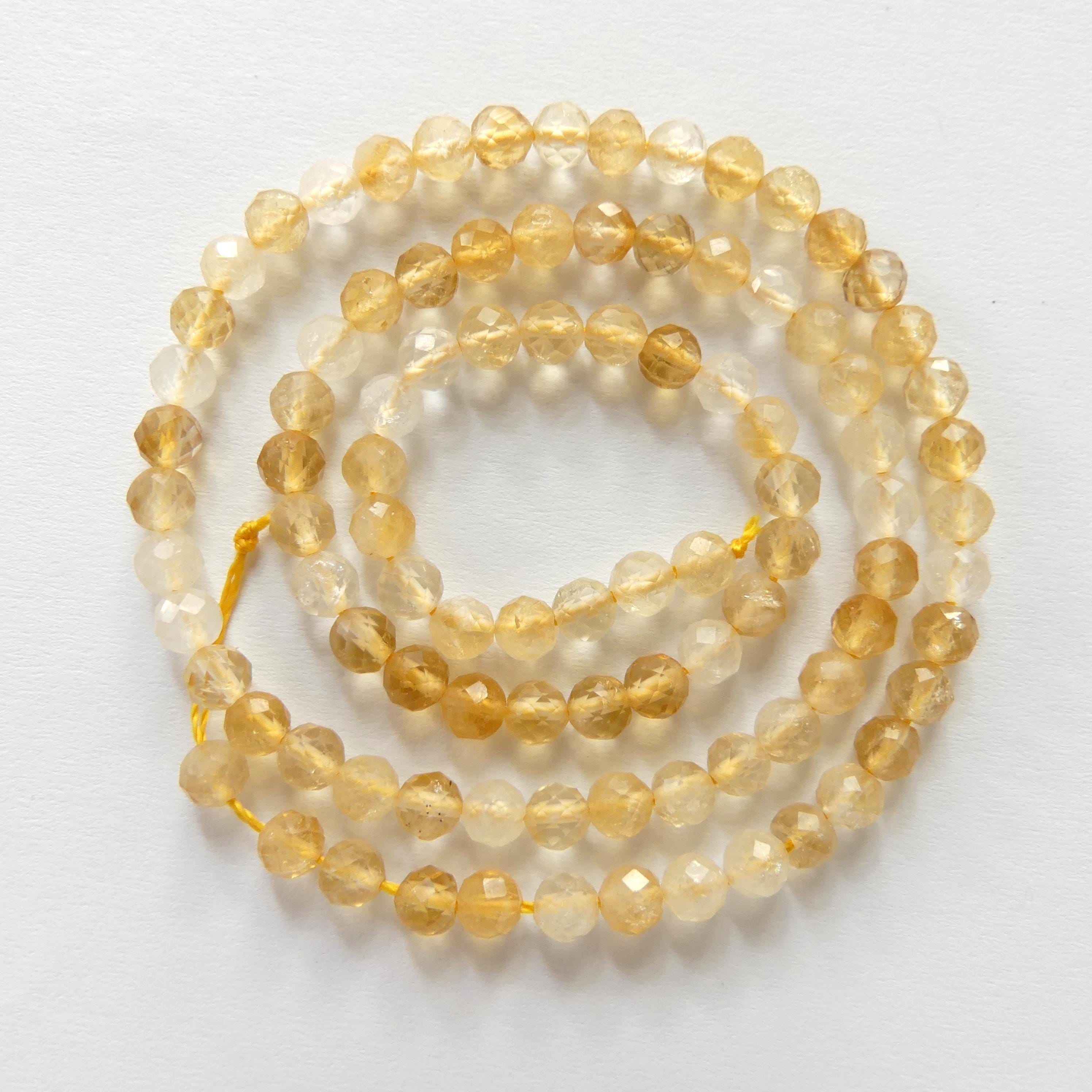 4mm Natural Citrine Beads Micro Faceted 15" Genuine Gemstone Beads for Jewelry Making Beading Craft Gift Beads November Birthstone
