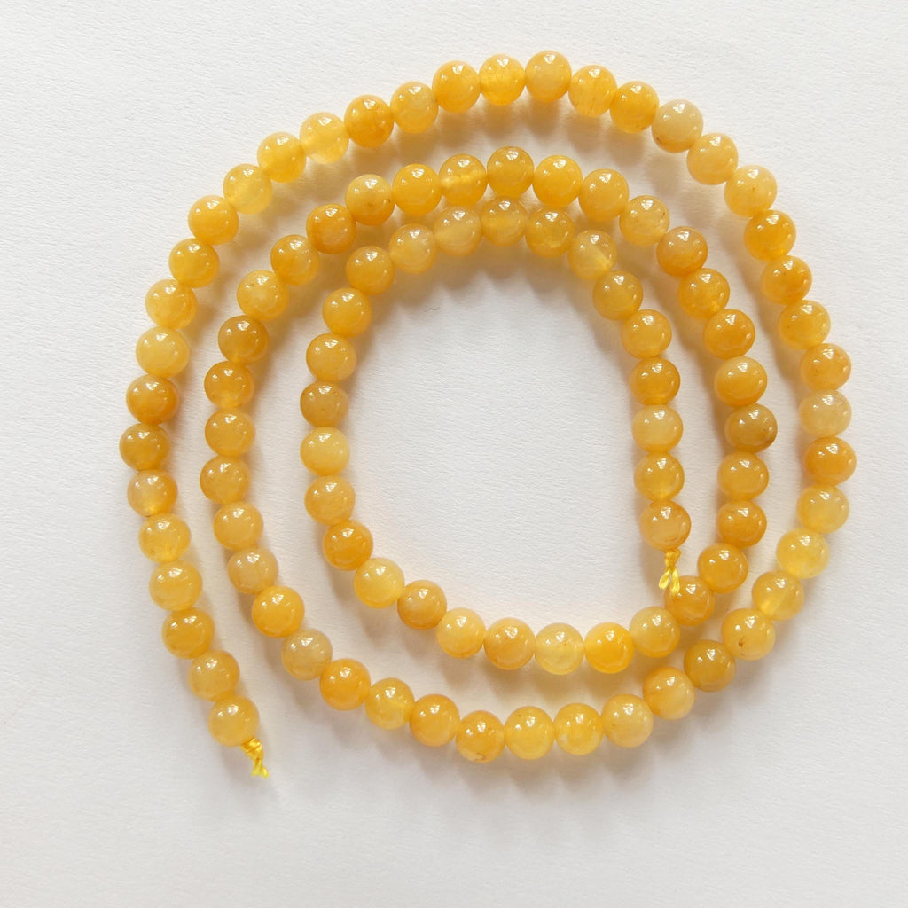 4mm Yellow Jade Smooth Beads 15" Burma Nephrite Yellow Jade Genuine Gemstone Beads Natural Jade for Jewelry Making Beading Craft Gift