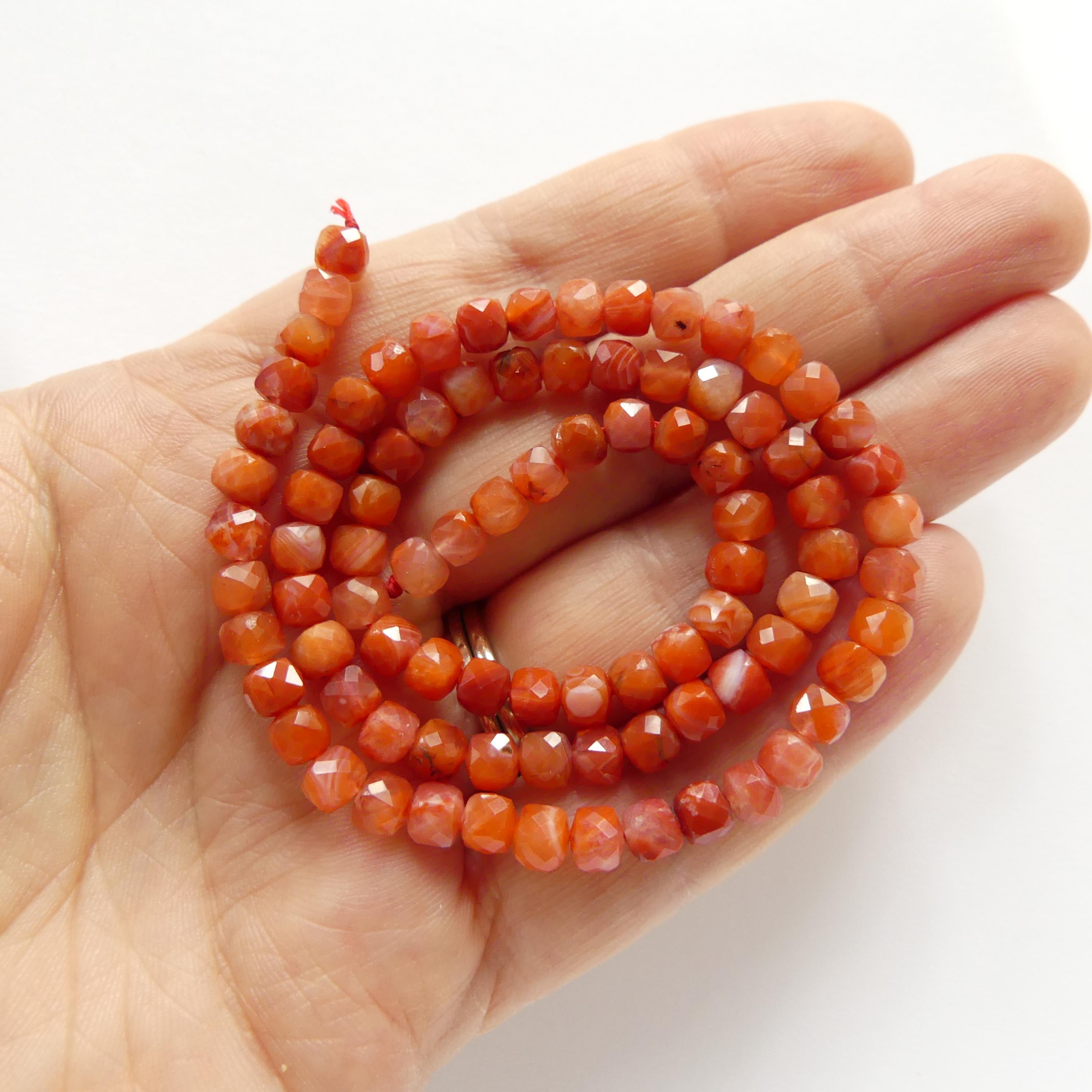 4mm Natural AAA Carnelian Beads Faceted Cube Beads 15" Genuine Gemstone Beads Jewelry Making Beading Craft Gift Beads Self-Love Abundance