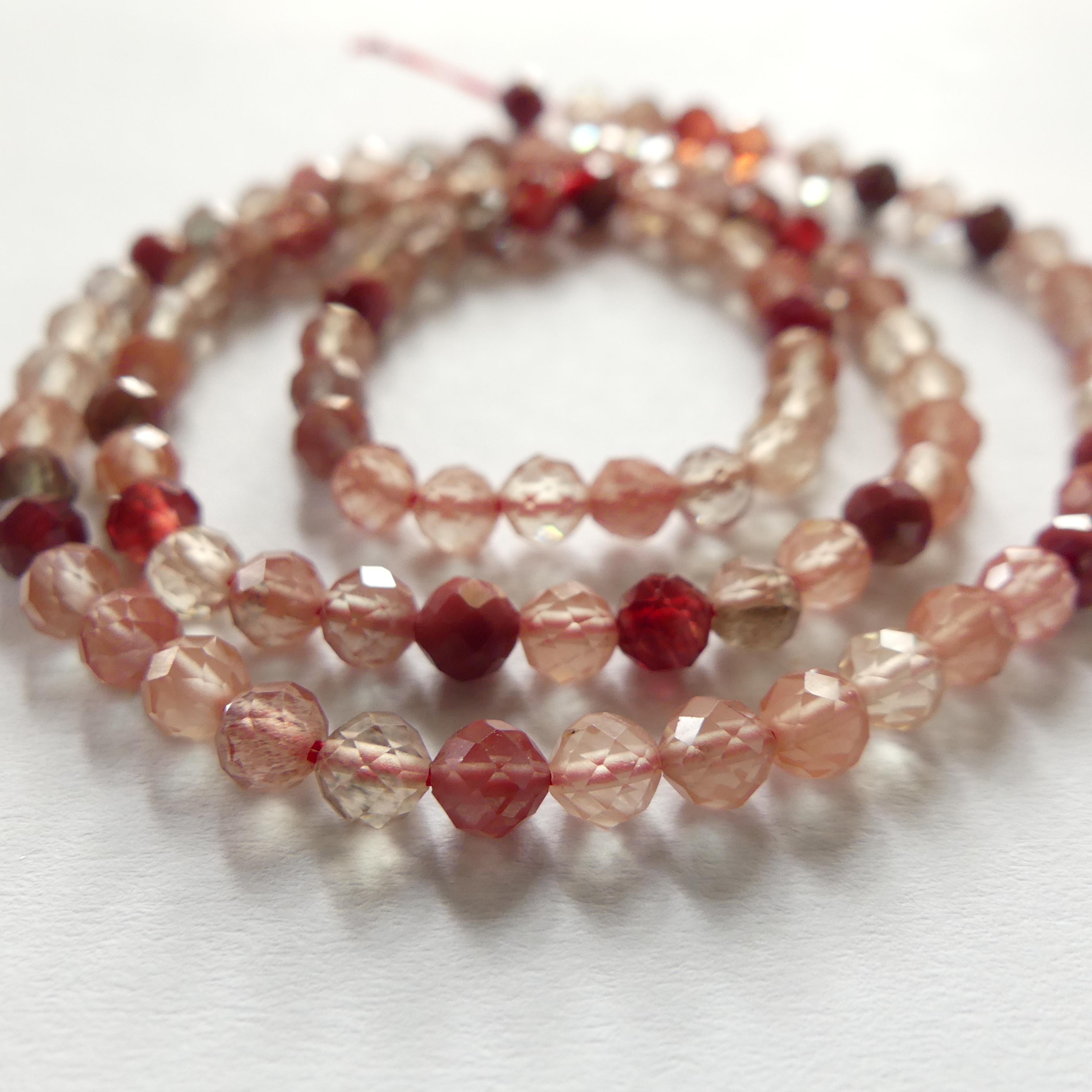4mm Rare Andesine Faceted Beads 15" Red Genuine Sparkly Gemstone Beads for Jewelry Making Beading Craft Gift Beads Self-Love Abundance