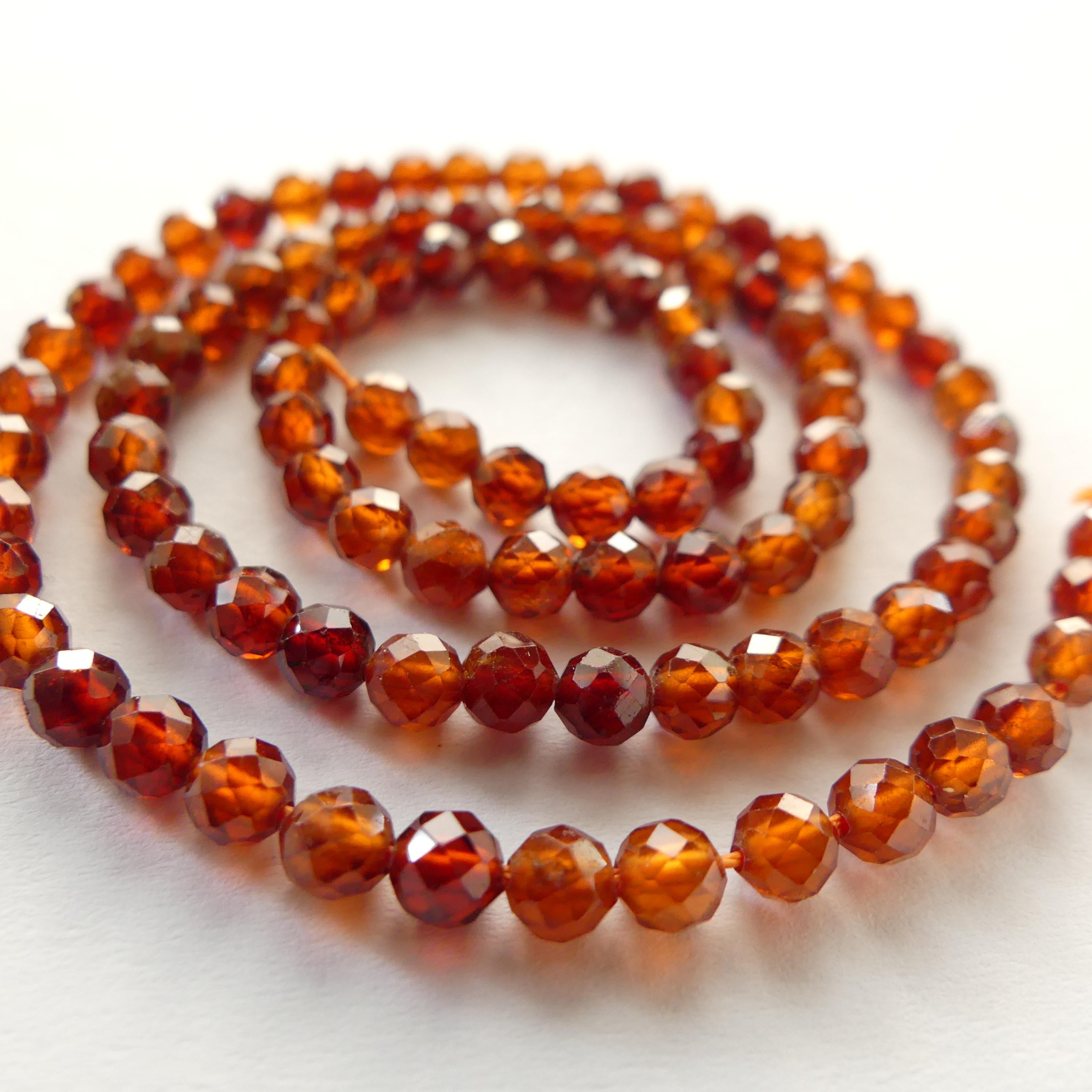 4mm AAA Spessartine Garnet Beads Faceted Beads 15" Natural Orange Spessartite Garnet Gemstone Beads Beading Crafter Gift