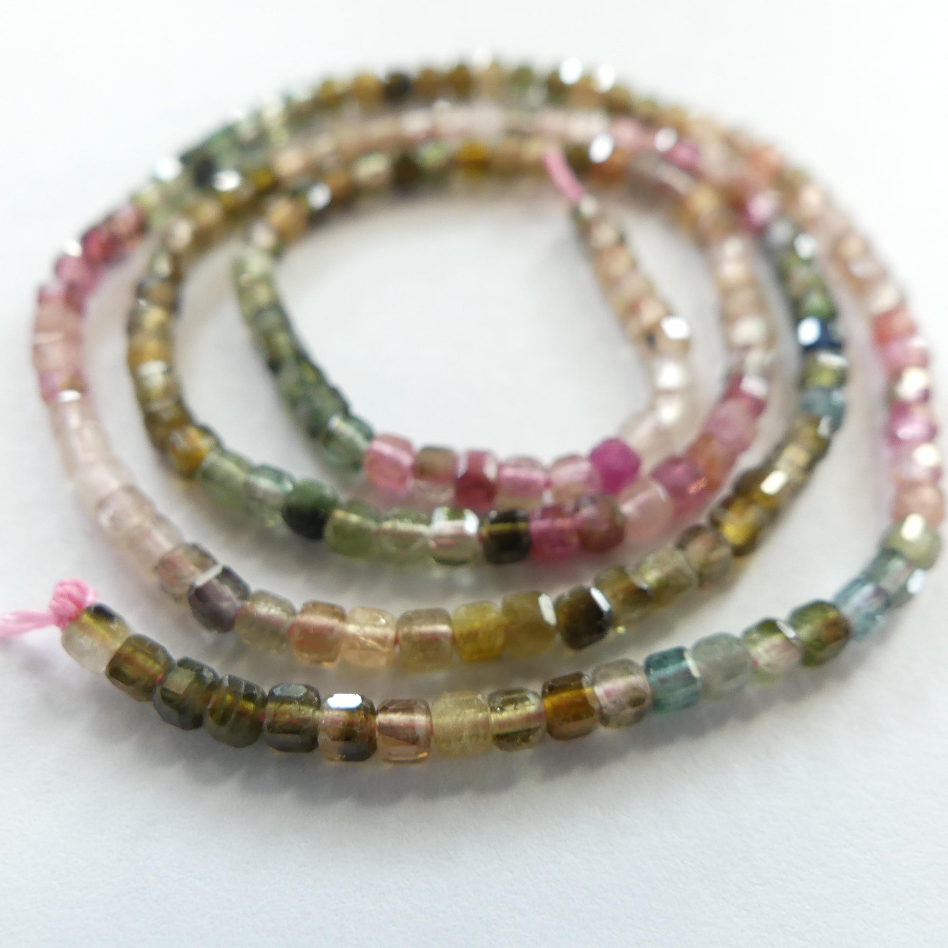 2mm AAA Watermelon Tourmaline Micro Faceted Cube Beads 15" Transparent Rainbow Ombre Gemstone Beads for Jewelry Making Crafter Beading Gift