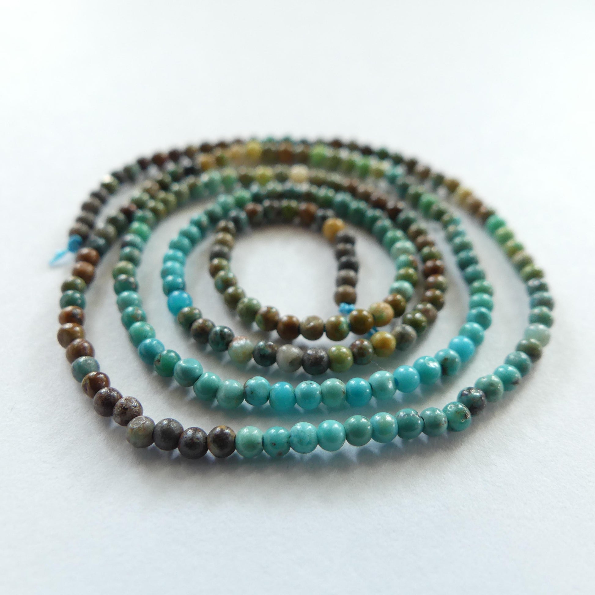 2mm Arizona Turquoise Smooth Beads 15" Blue Green Shaded Turquoise Genuine Gemstone Beads for Jewelry Making Beading Craft Gift Beads