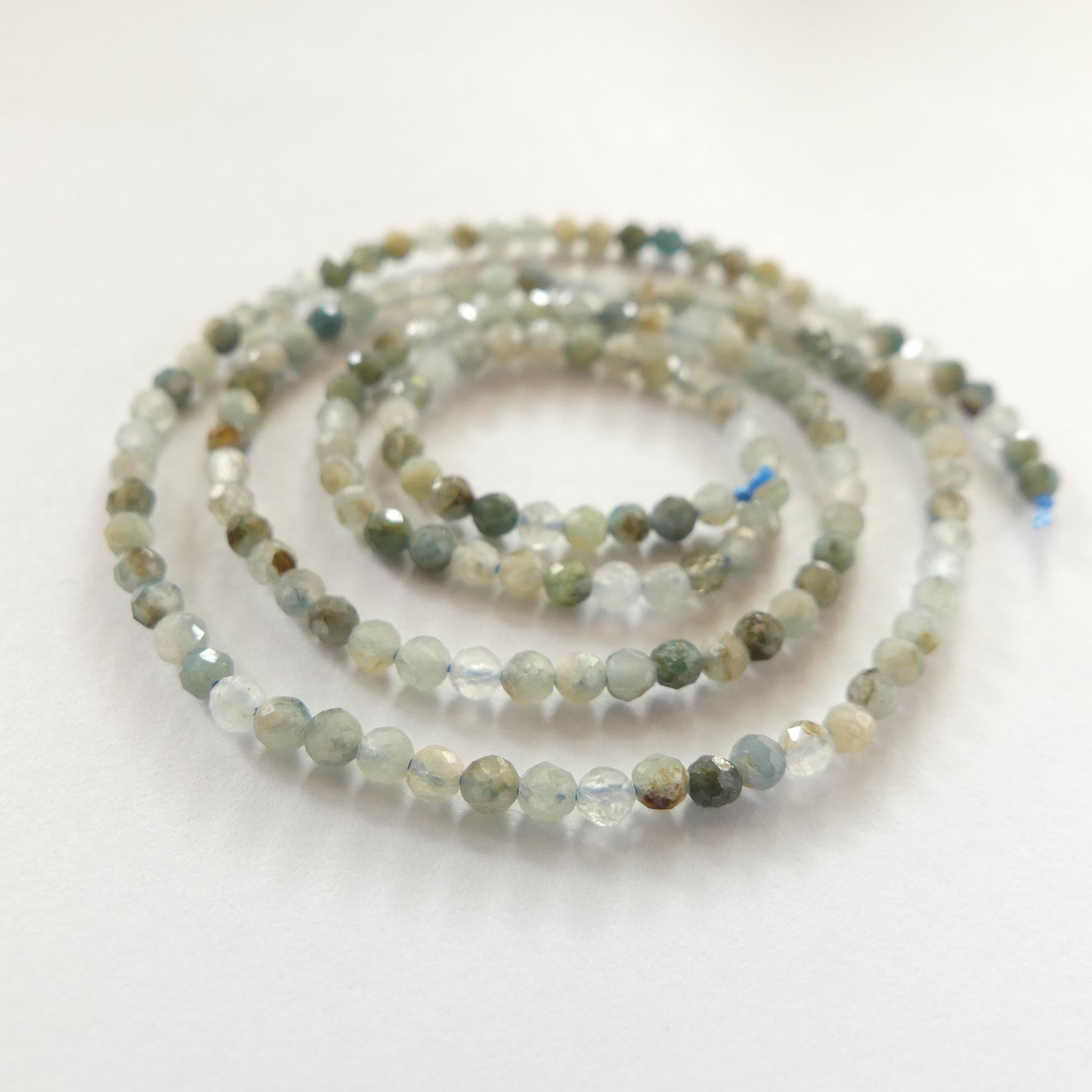 2mm Pale Blue Tourmaline Micro Faceted Beads 15" Indicolite Sparkly Gemstone Beads for Jewelry Making Beading Gift October Birthstone