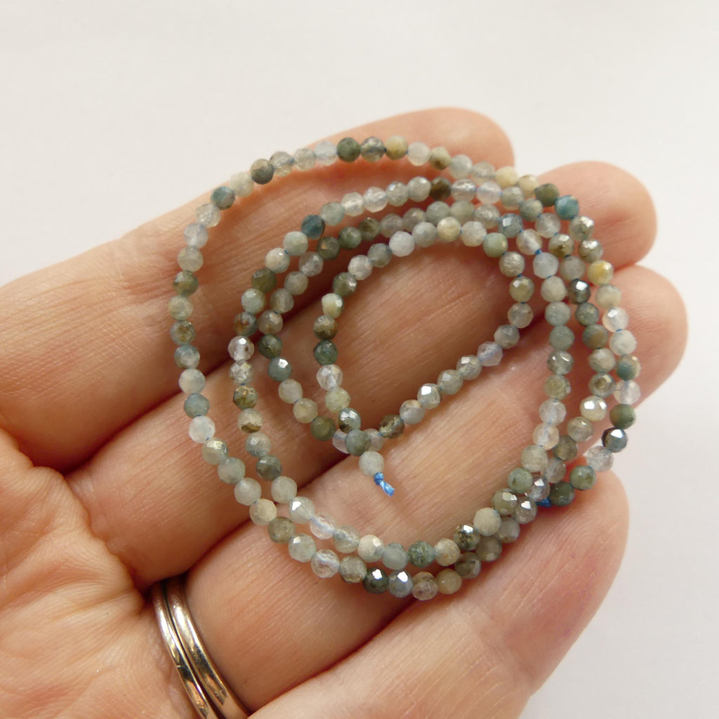 2mm Pale Blue Tourmaline Micro Faceted Beads 15" Indicolite Sparkly Gemstone Beads for Jewelry Making Beading Gift October Birthstone
