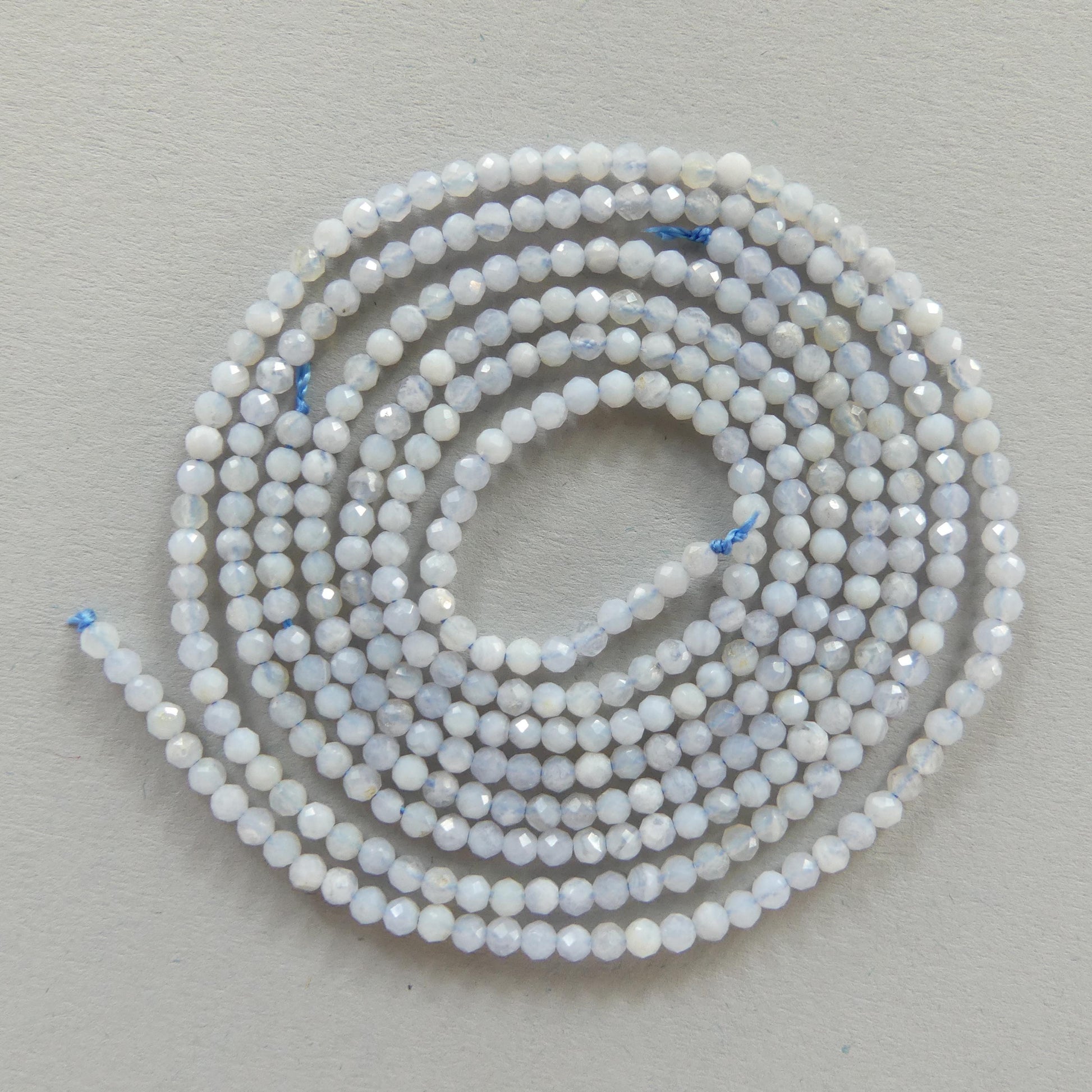 2mm Natural Blue Lace Agate Faceted Beads 15" Pale Blue Genuine Gemstone Beads for Jewelry Making Beading Craft Gift