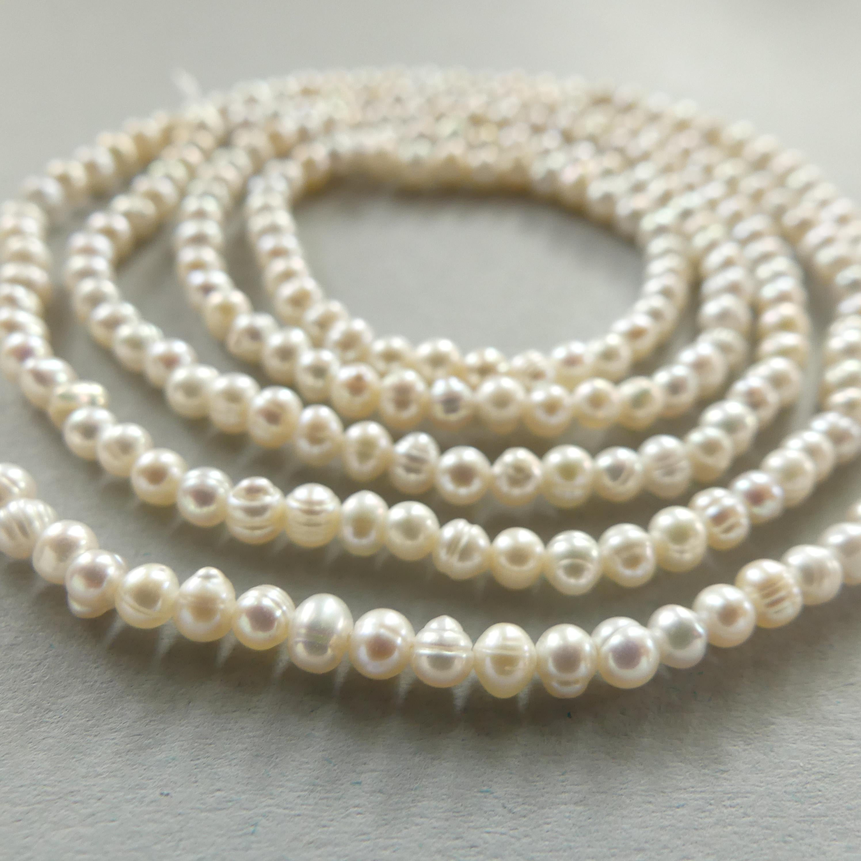 3mm Freshwater Pearl Beads Potato Pearls White Baroque 14.5" Beads Beading Crafter Gift June Birthstone DIY Jewelry
