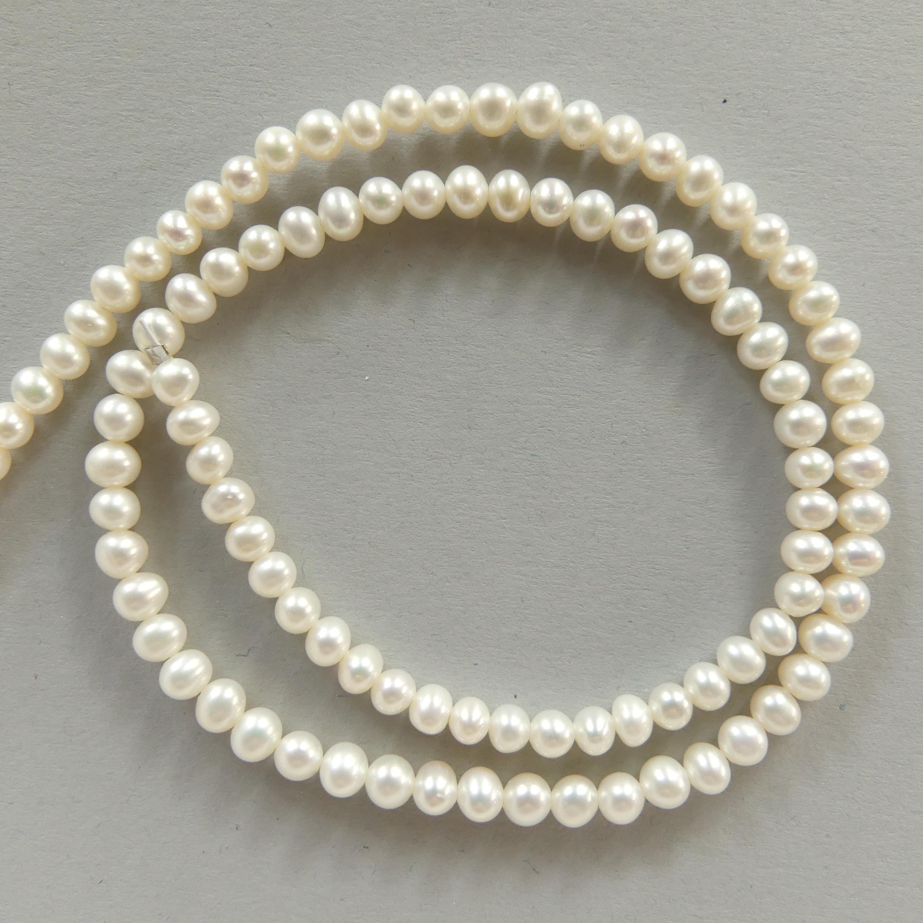 4.5mm AAAAA Freshwater Pearl Beads Potato Pearls White Baroque 6.5" Beads Beading Crafter Gift June Birthstone DIY Jewelry
