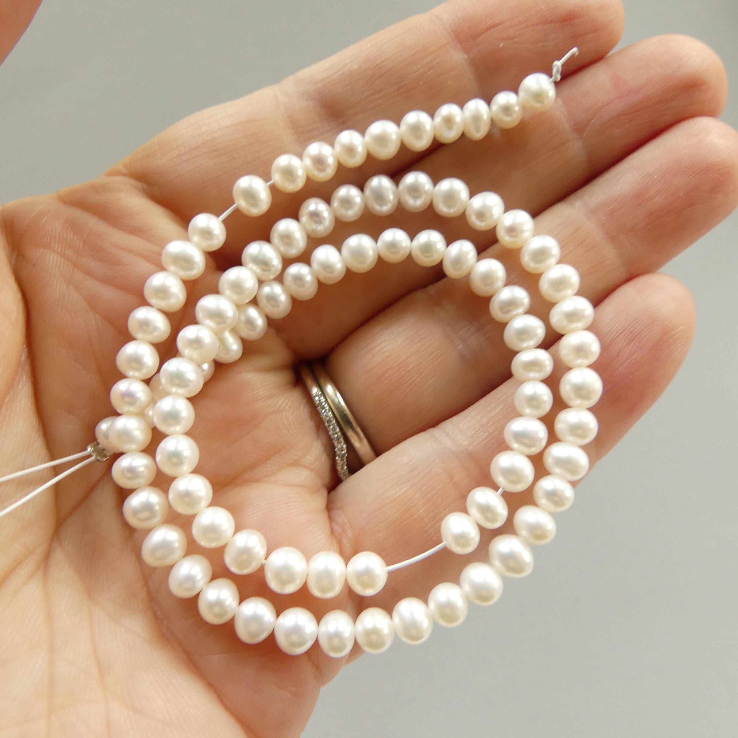 4.5mm AAAAA Freshwater Pearl Beads Potato Pearls White Baroque 6.5" Beads Beading Crafter Gift June Birthstone DIY Jewelry