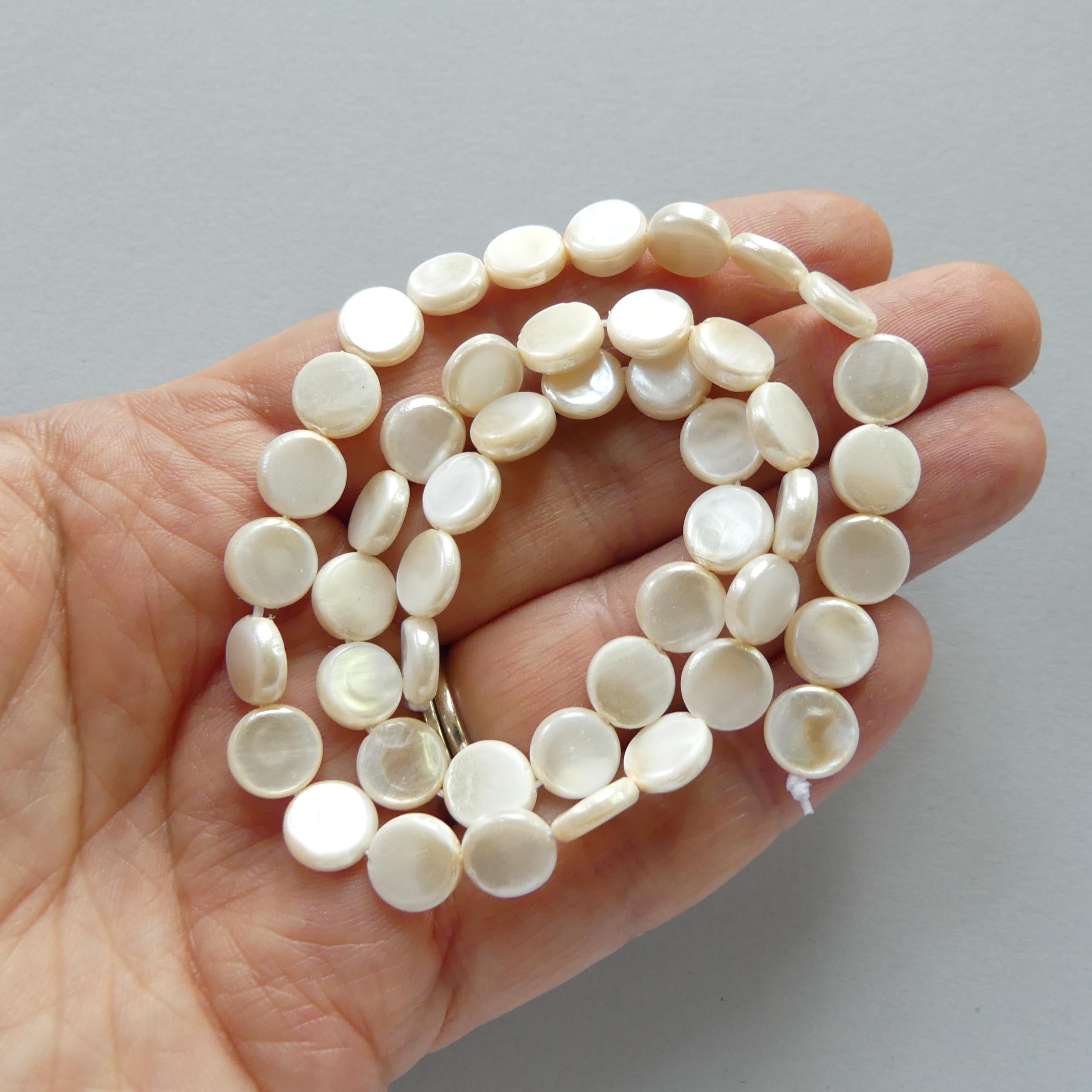 8mm Freshwater Pearl Beads Coin Pearls Cream Baroque 15" Beads Beading Crafter Gift June Birthstone DIY Jewelry
