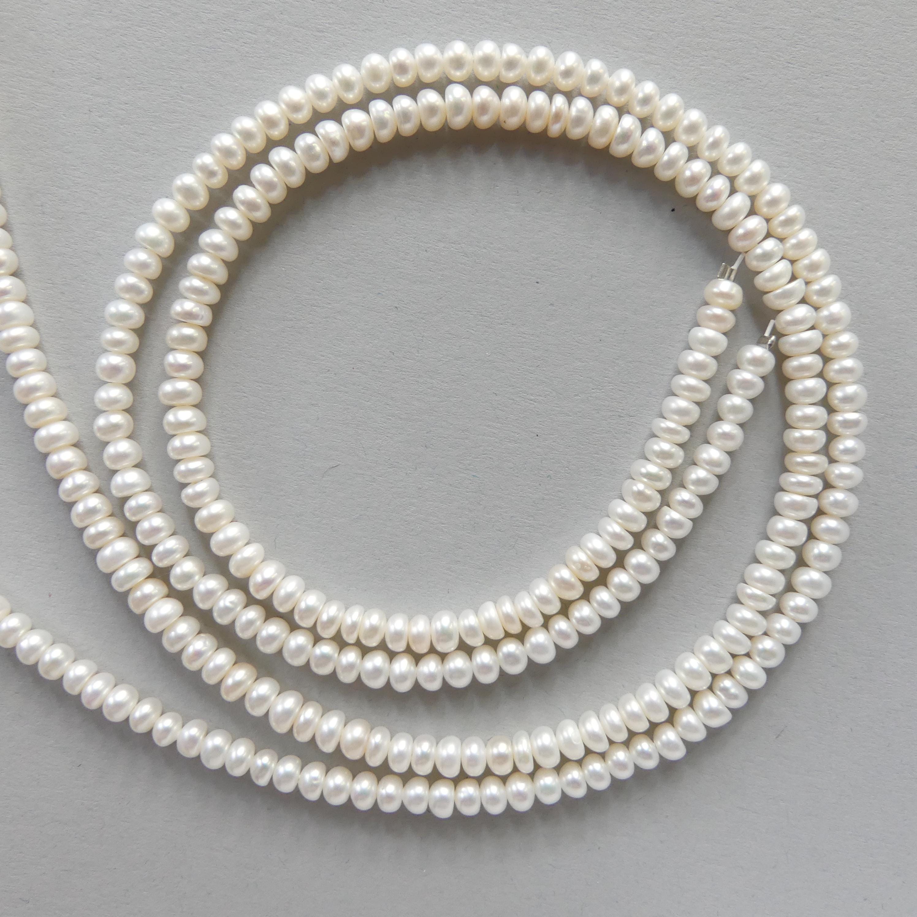 4mm AAAAA Freshwater Pearl Beads Button Pearls White Baroque 15" White Pearl Beads Potato Beading Crafter Gift June Birthstone DIY Jewelry