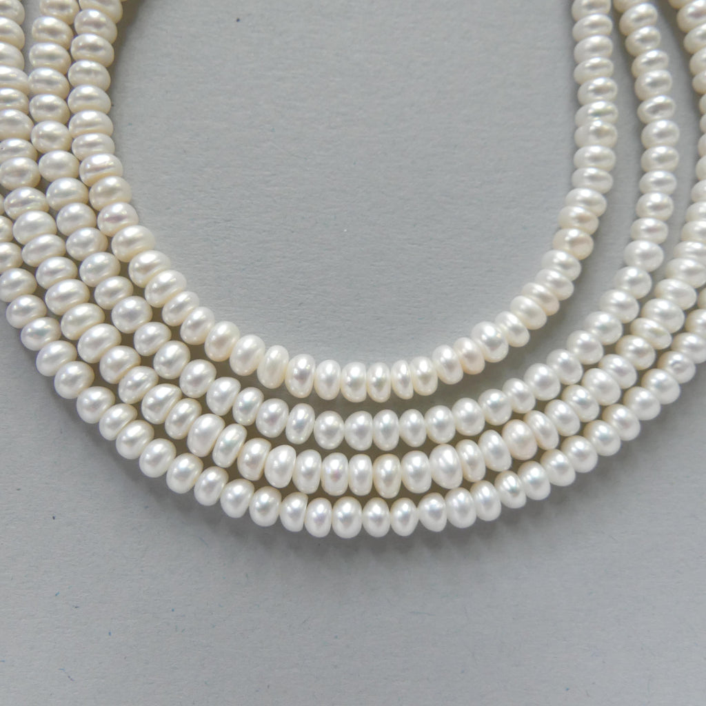 4mm AAAAA Freshwater Pearl Beads Button Pearls White Baroque 15" White Pearl Beads Potato Beading Crafter Gift June Birthstone DIY Jewelry