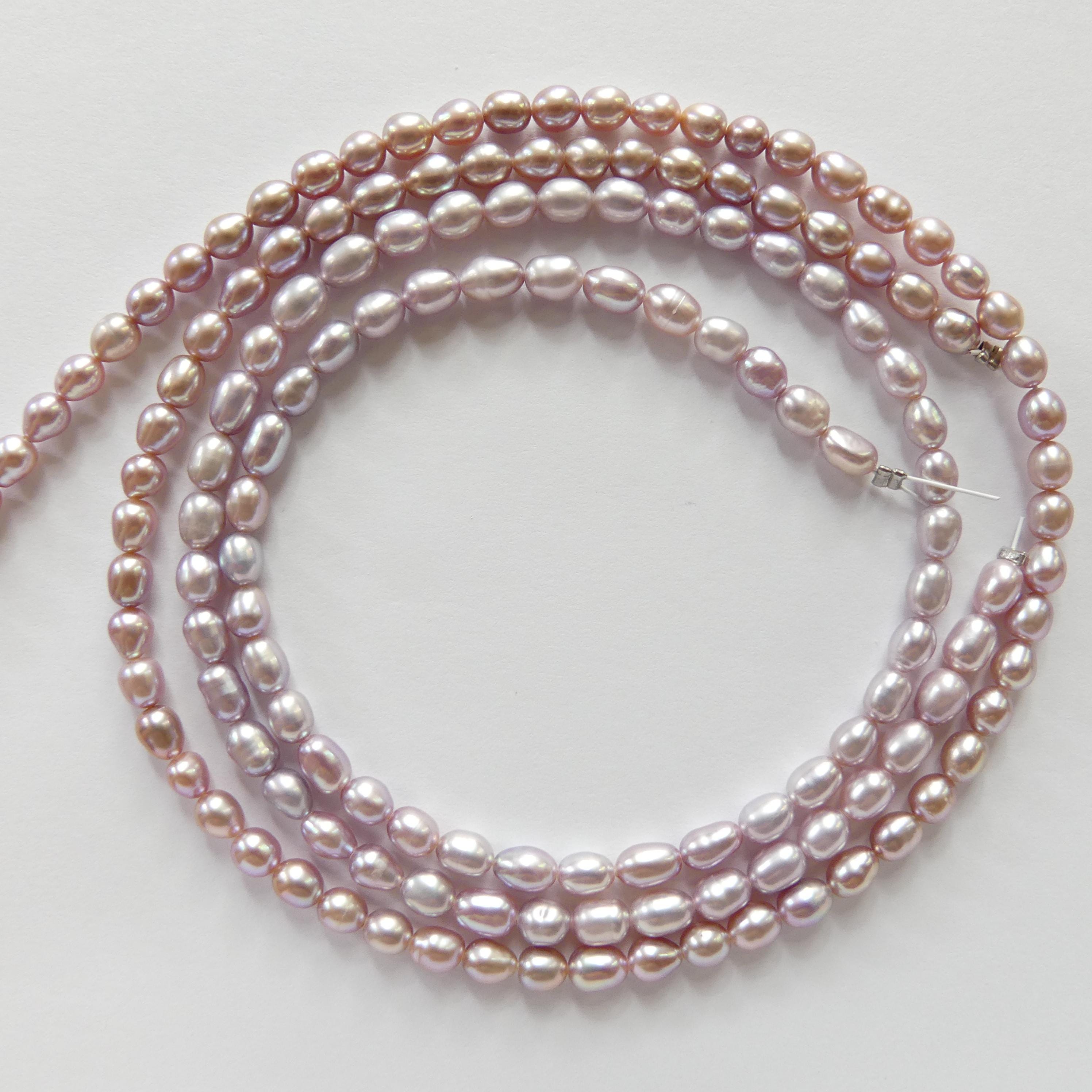 4mm AAAA Freshwater Pearl Beads Rice Shape Pearls Lavender Pink Pearls Baroque 15" Beads Beading Crafter Gift June Birthstone DIY Jewelry