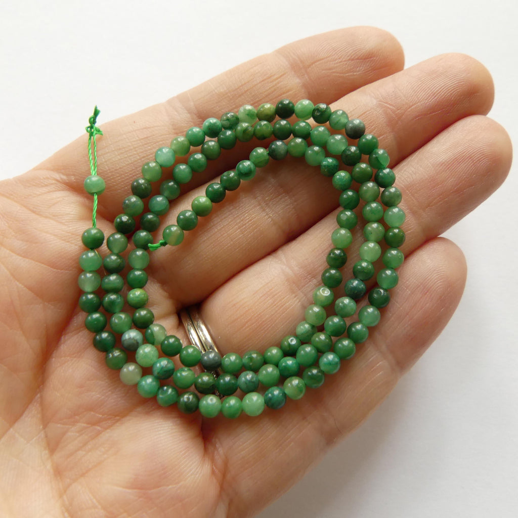 3mm Natural Green Jade Smooth Beads 15" African Jade Round Genuine Gemstone Beads for Jewelry Making Beading Craft Gift Beads DIY Jewelry