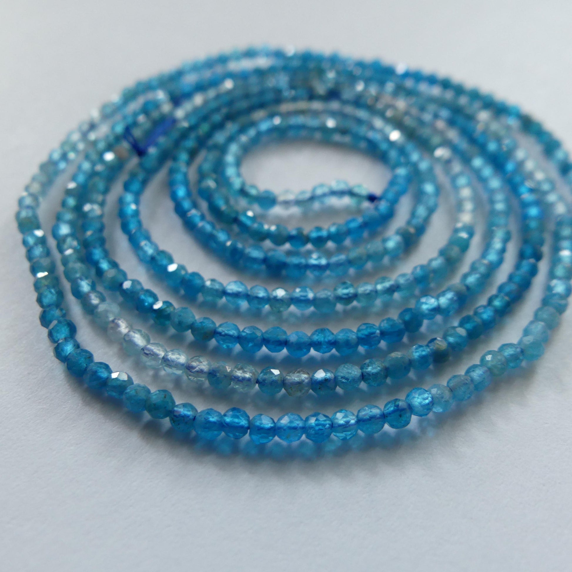 2mm Ombre Blue Apatite Faceted Beads 15" Genuine Gemstone Beads for Jewelry Making Beading Craft Gift Beads Tiny 2mm Seed Beads