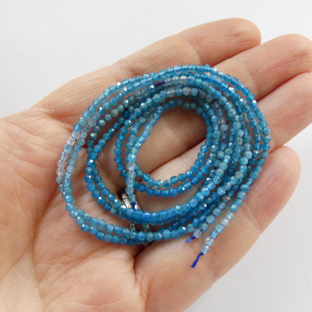 2mm Ombre Blue Apatite Faceted Beads 15" Genuine Gemstone Beads for Jewelry Making Beading Craft Gift Beads Tiny 2mm Seed Beads