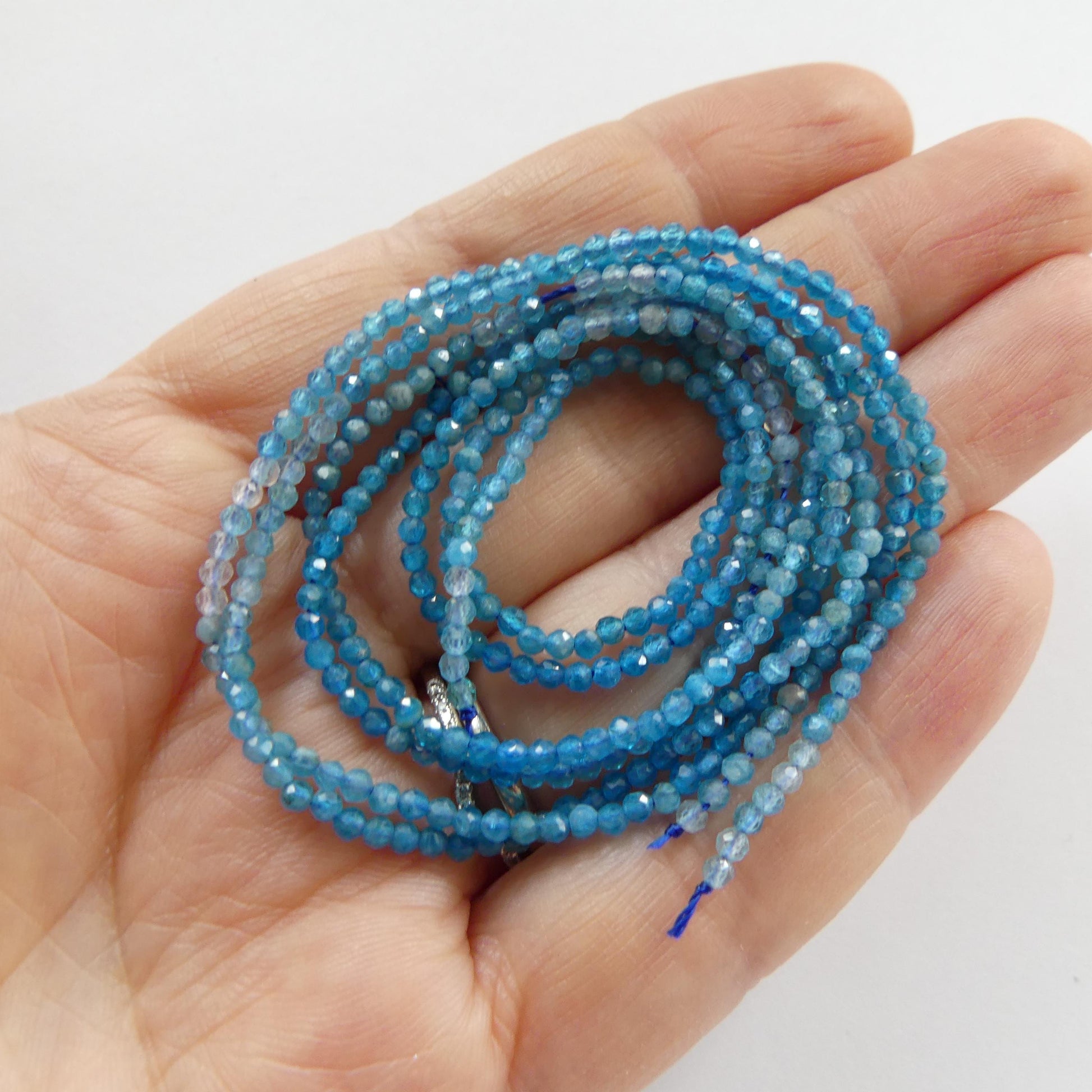 2mm Ombre Blue Apatite Faceted Beads 15" Genuine Gemstone Beads for Jewelry Making Beading Craft Gift Beads Tiny 2mm Seed Beads