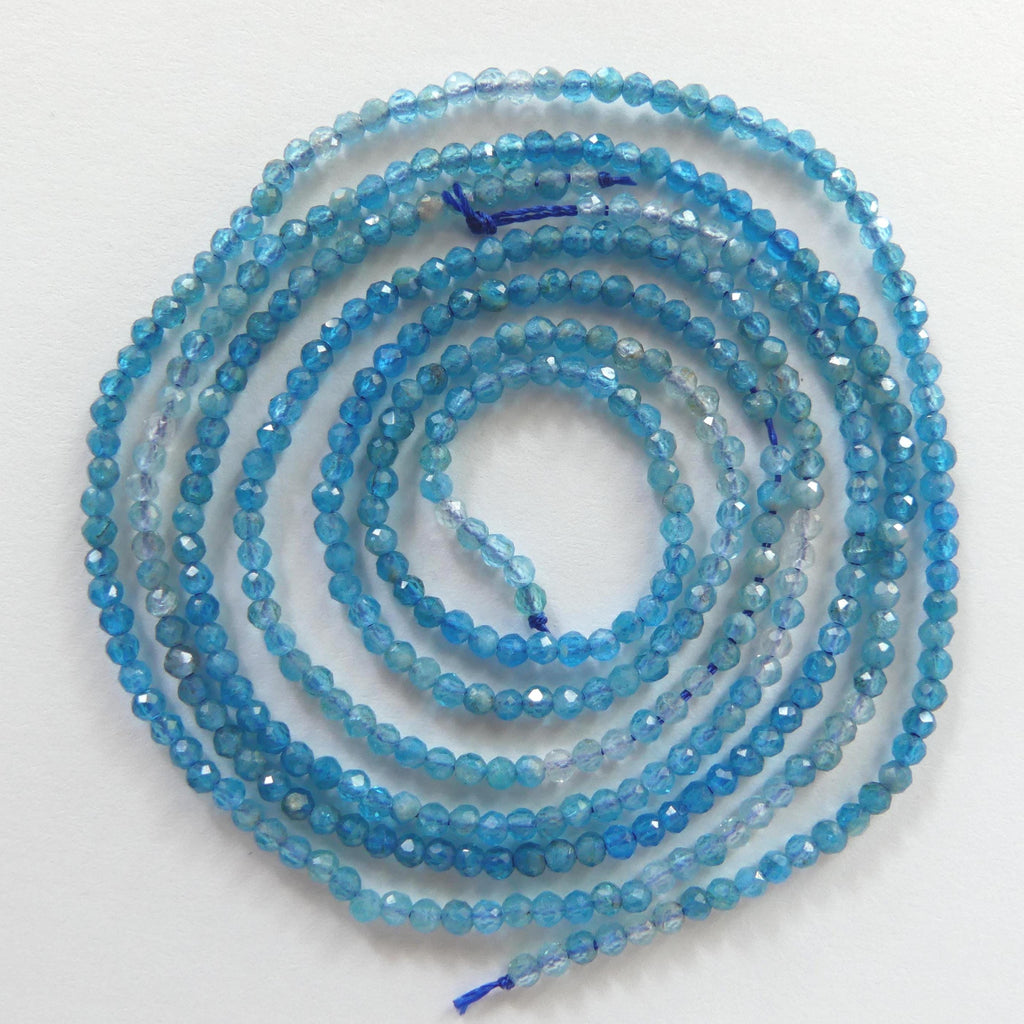 2mm Ombre Blue Apatite Faceted Beads 15" Genuine Gemstone Beads for Jewelry Making Beading Craft Gift Beads Tiny 2mm Seed Beads