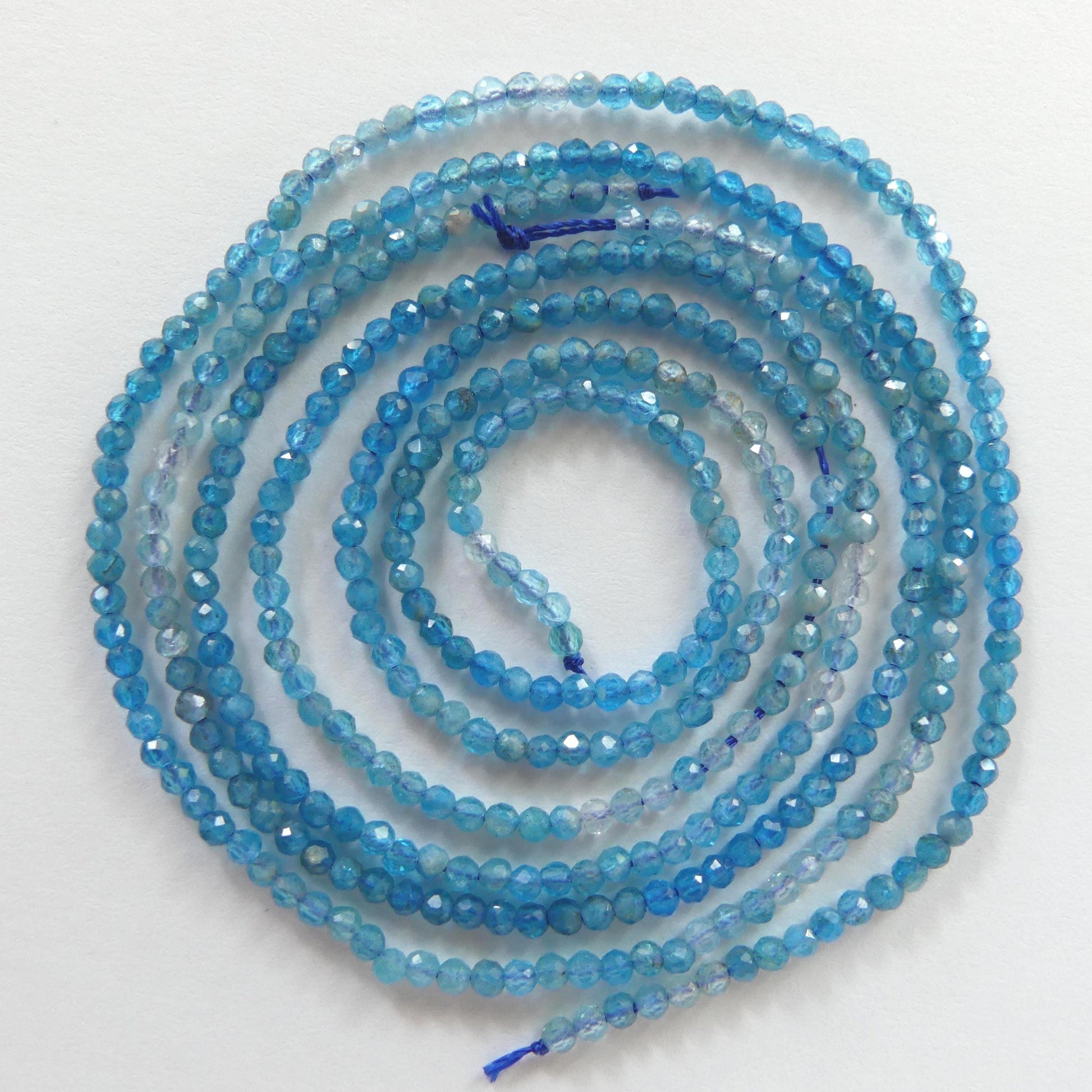2mm Ombre Blue Apatite Faceted Beads 15" Genuine Gemstone Beads for Jewelry Making Beading Craft Gift Beads Tiny 2mm Seed Beads