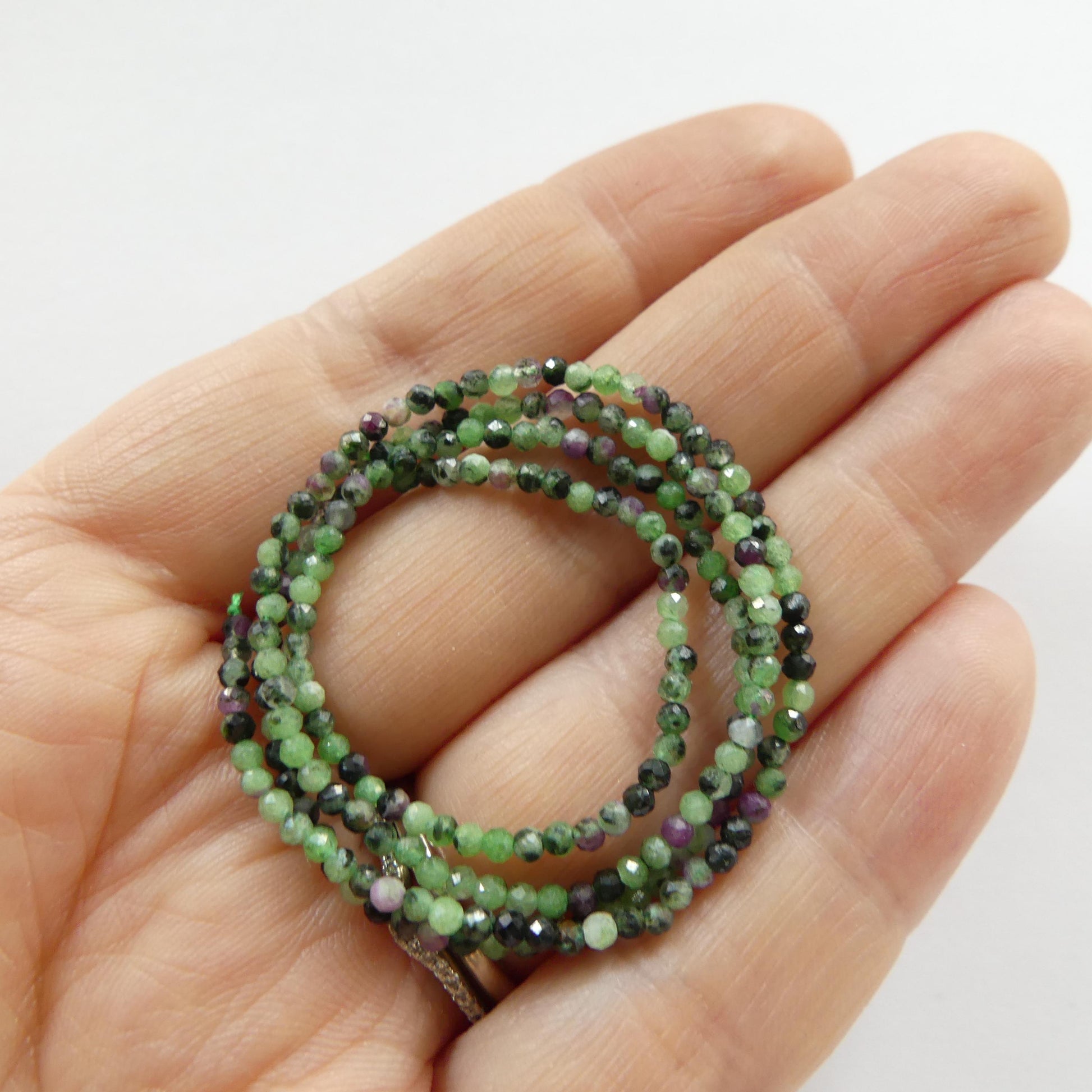 2mm Natural Ruby Zoisite Micro Faceted Beads Genuine Small Green Beads 15" Gemstone Beads for Jewelry Making Beading Gift for Crafter