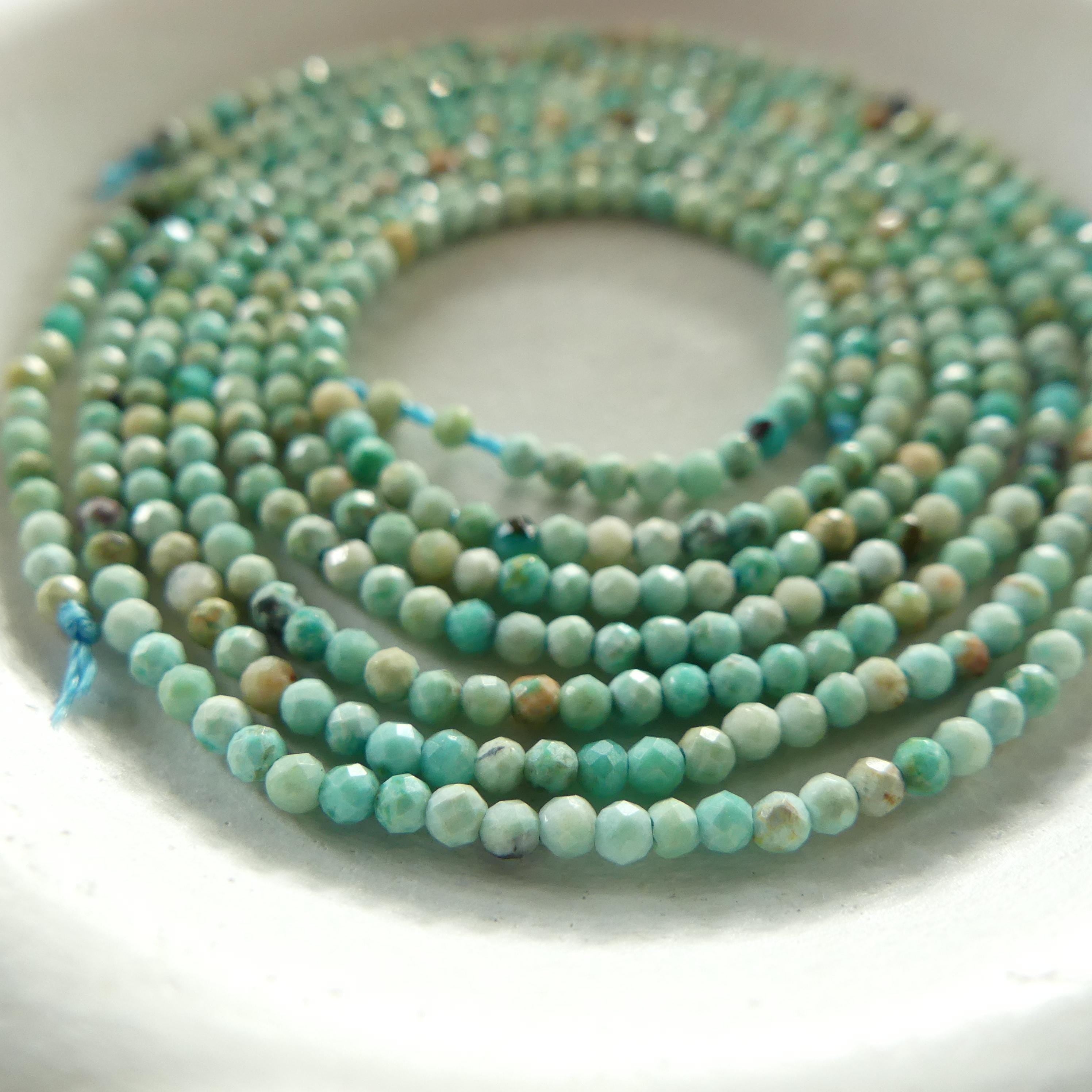 1.8mm AAA Peruvian Turquoise Faceted Beads 15" Peru Turquoise Genuine Gemstone Beads Jewelry Making Beading Craft Gift December Birthstone