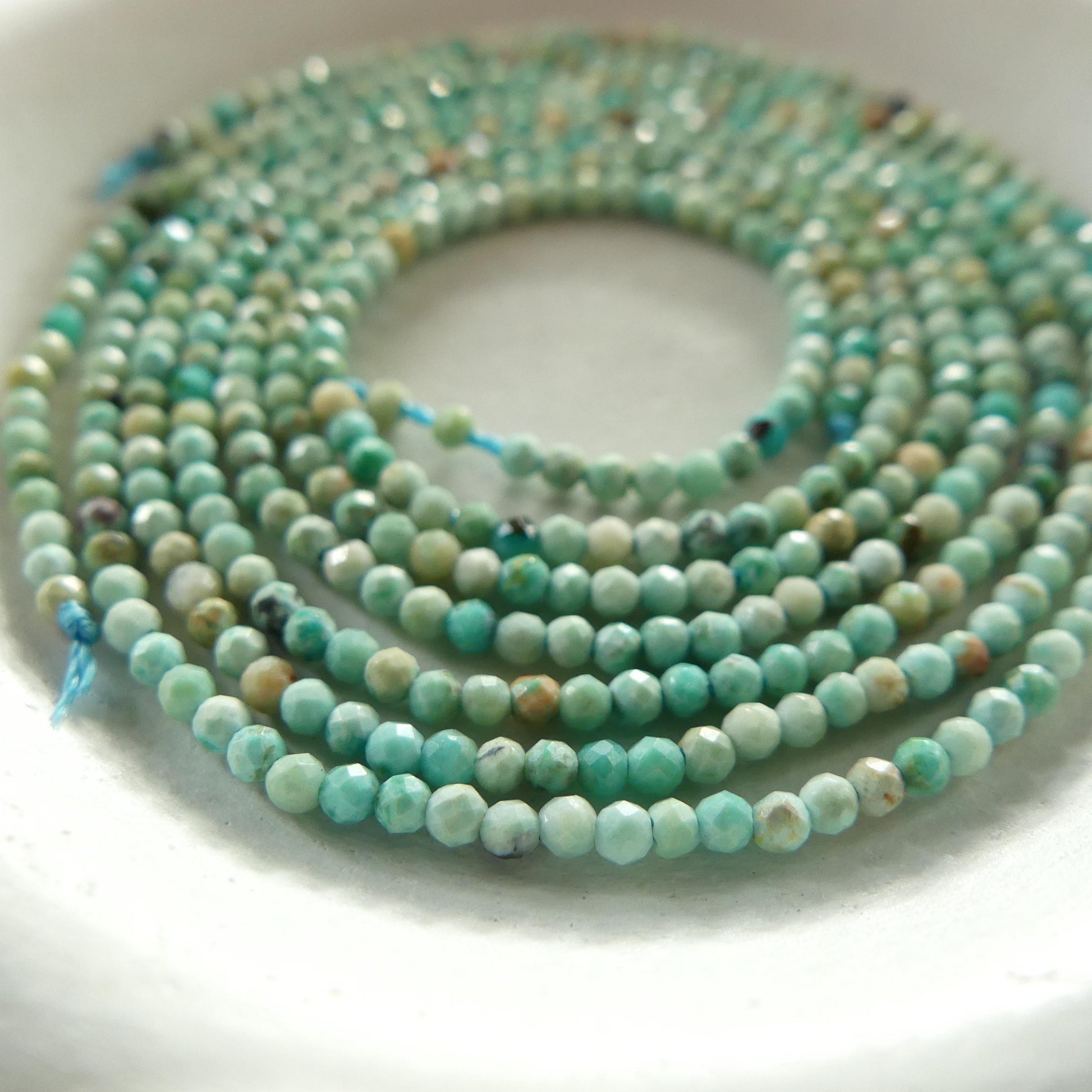 1.8mm AAA Peruvian Turquoise Faceted Beads 15" Peru Turquoise Genuine Gemstone Beads Jewelry Making Beading Craft Gift December Birthstone