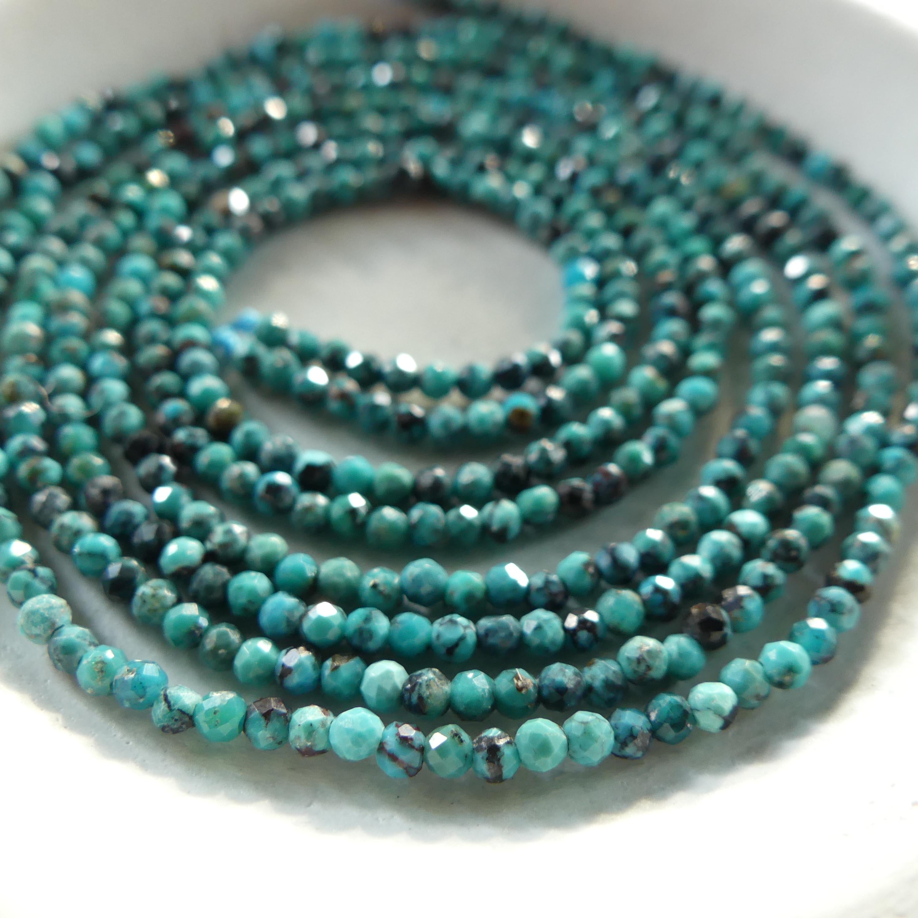 1.8mm Blue Turquoise Faceted Beads 15" Natural Turquoise Genuine Gemstone Beads Jewelry Making Beading Craft Gift December Birthstone