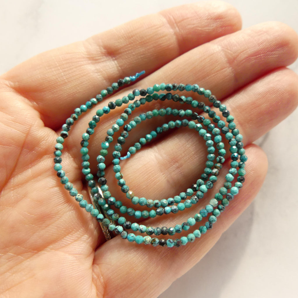 1.8mm Blue Turquoise Faceted Beads 15" Natural Turquoise Genuine Gemstone Beads Jewelry Making Beading Craft Gift December Birthstone