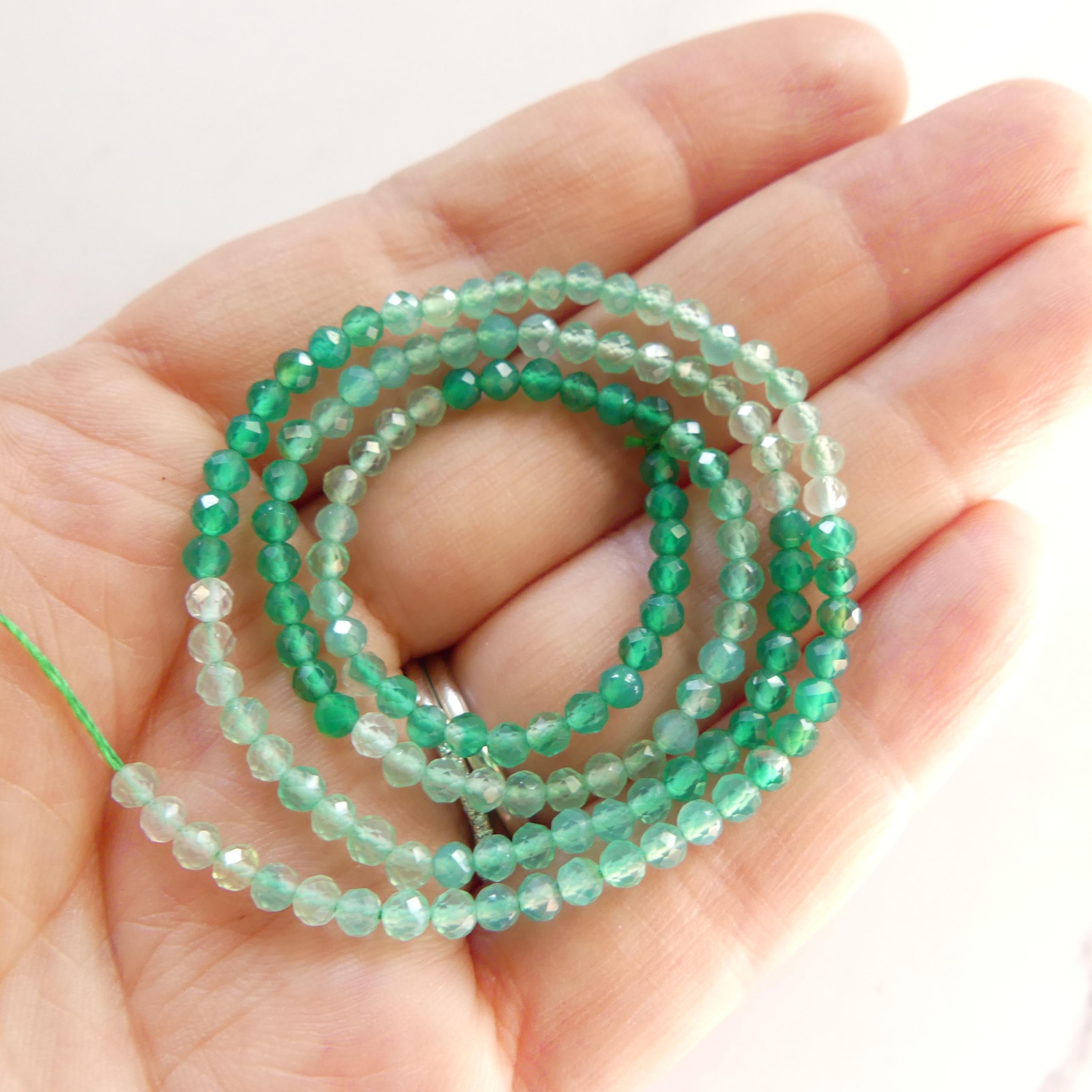 3mm Green Agate Faceted Beads 15" Genuine Green Ombre Agate Gemstone Beads Green Onyx Jewelry Making Beading Craft Gift