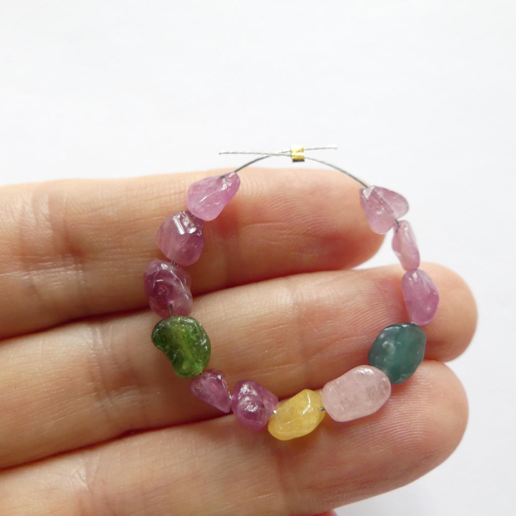 4mm 6mm Watermelon Tourmaline Nugget Beads 12pcs Rainbow Gemstone Beads Freeform Tourmaline Jewelry Making Gift Crafter October Birthstone