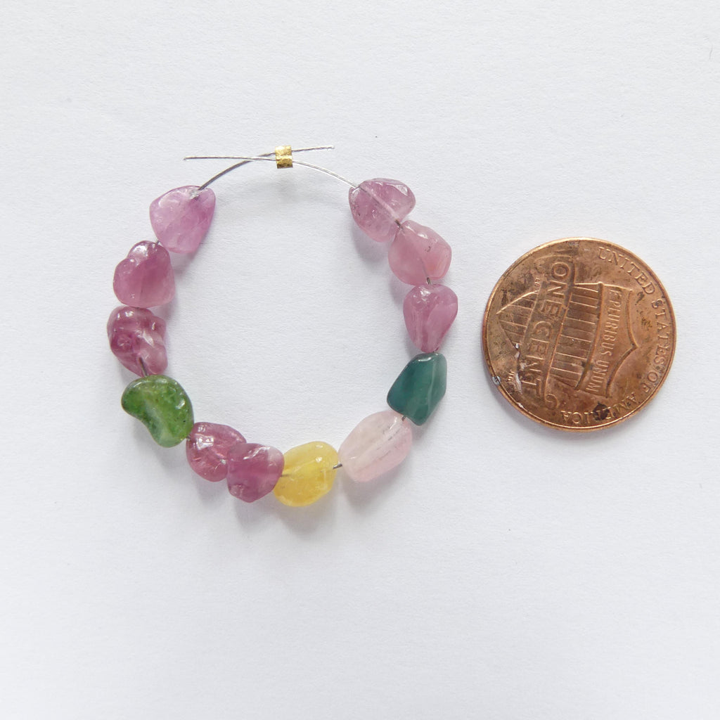 4mm 6mm Watermelon Tourmaline Nugget Beads 12pcs Rainbow Gemstone Beads Freeform Tourmaline Jewelry Making Gift Crafter October Birthstone