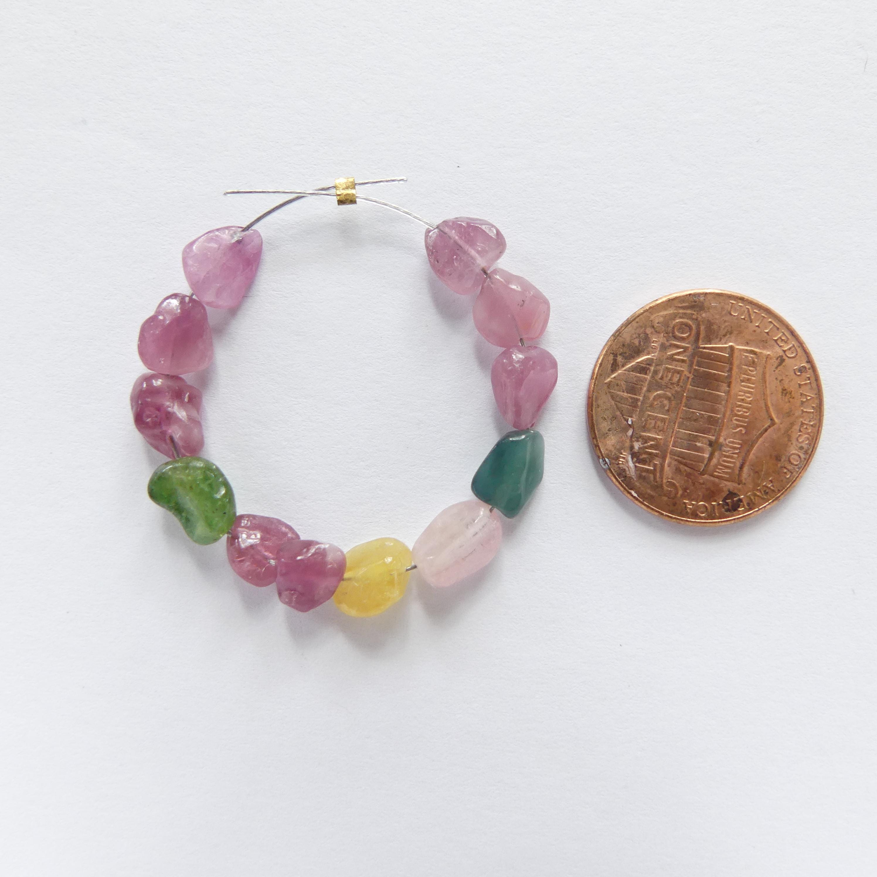 4mm 6mm Watermelon Tourmaline Nugget Beads 12pcs Rainbow Gemstone Beads Freeform Tourmaline Jewelry Making Gift Crafter October Birthstone