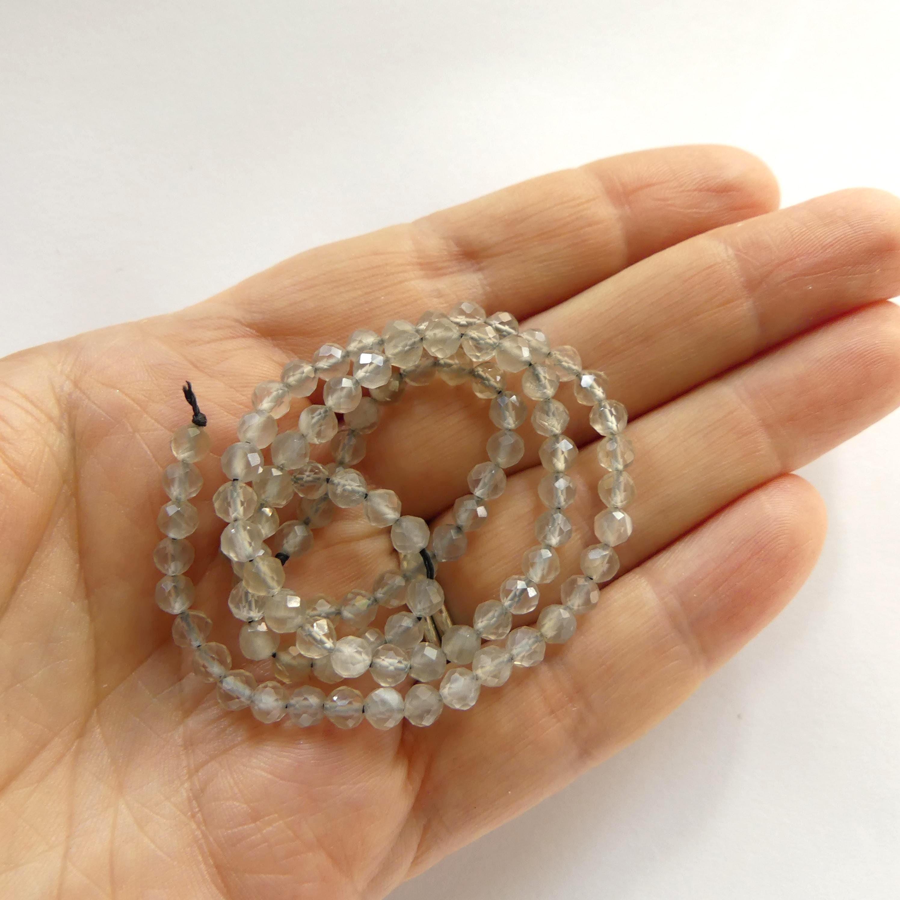 4mm AAA Gray Moonstone Beads Faceted 15" Moonstone Gemstone Beads Beading Crafter Gift June Birthstone DIY Jewelry Fertility Stone
