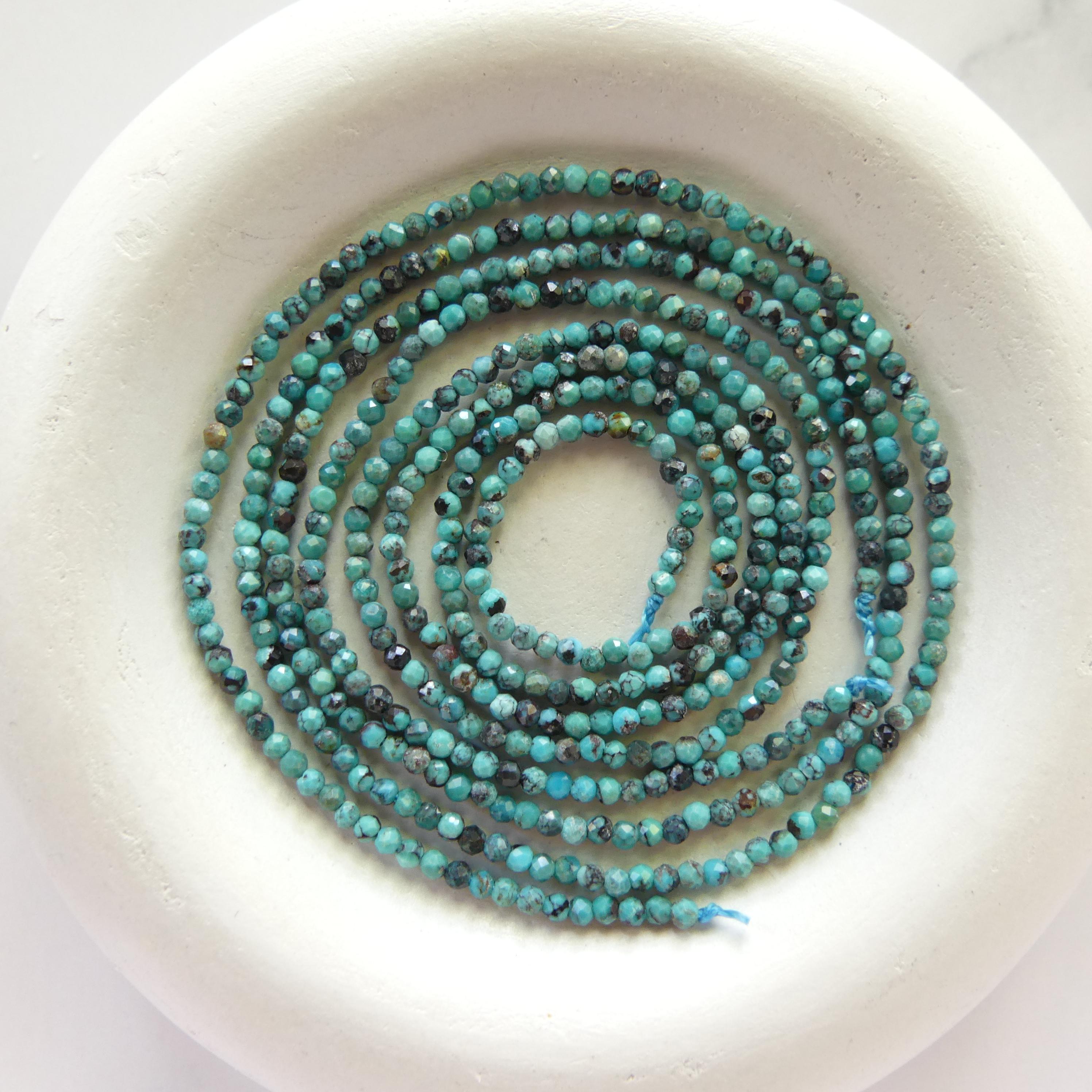 1.8mm Blue Turquoise Faceted Beads 15" Natural Turquoise Genuine Gemstone Beads Jewelry Making Beading Craft Gift December Birthstone